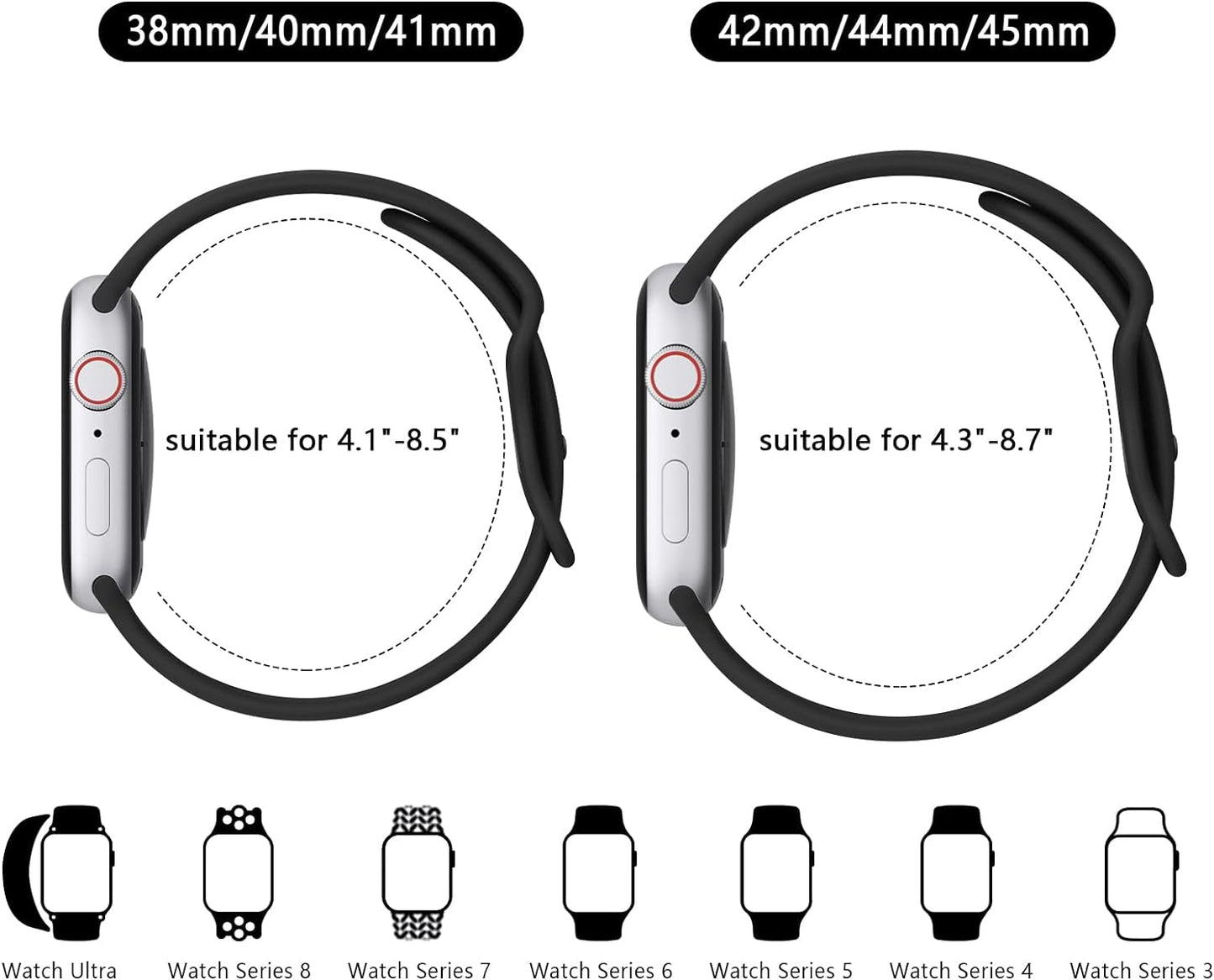 4 Pack Silicone Bands Compatible with Apple Watch Band 38Mm 40Mm 41Mm 42Mm 44Mm 45Mm 49Mm, Soft Waterproof Wristbands Sport Straps for Iwatch Series 9 Ultra SE 8 7 6 5 4 3 2 1 Women Men