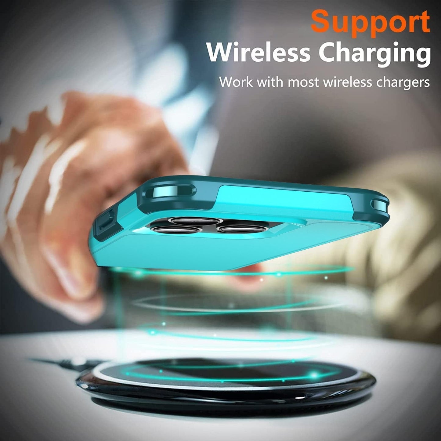 AEDILYS Shockproof for Iphone 15 Pro Case,[18 FT Military Grade Drop Protection],With 2X[Tempered Glass Screen Protector ] with Air Bumpers Full-Body Protective Phone Case,Blue  AEDILYS   