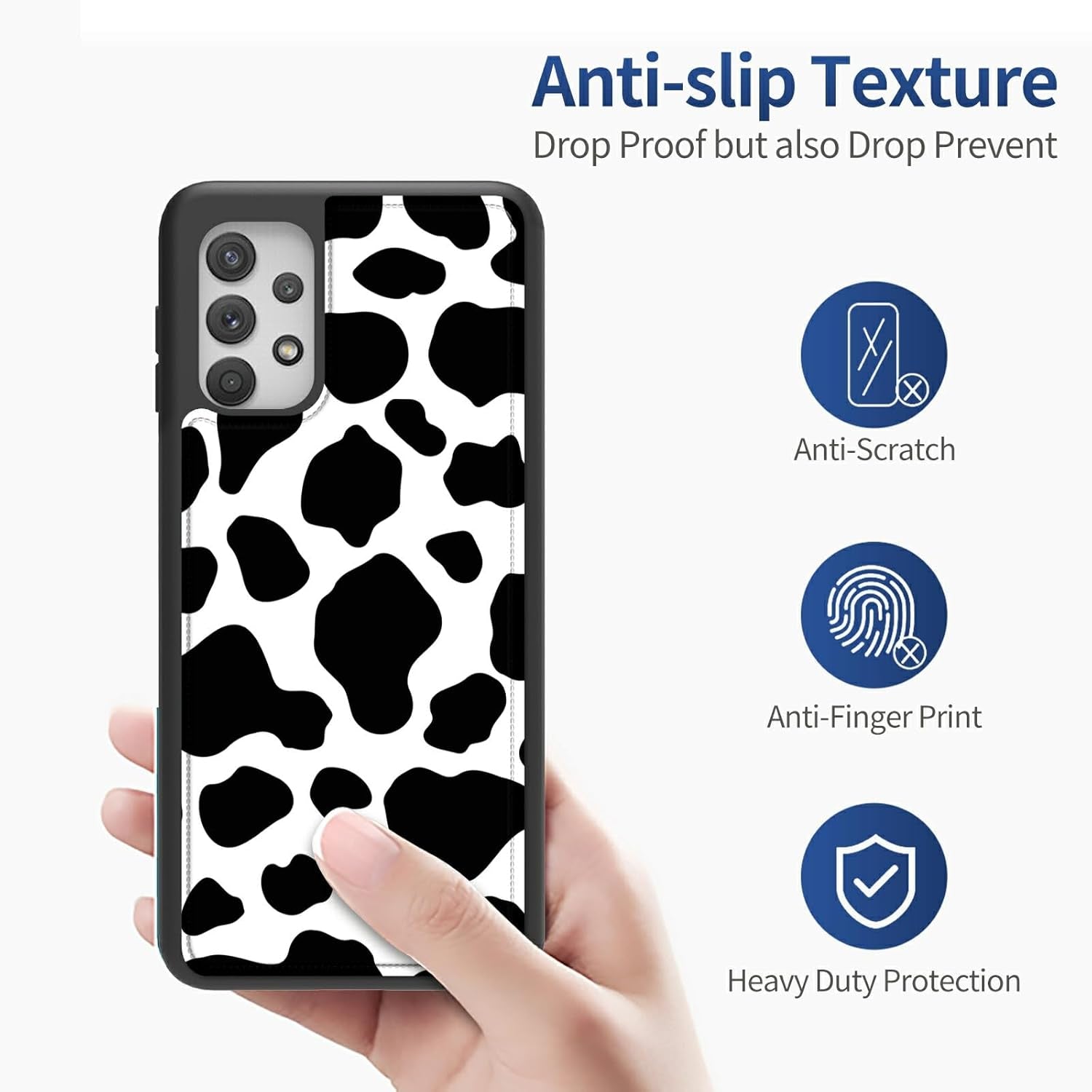 Case for Samsung 53 5G 6.5" Wallet Phone, Credit Card Holder Slots Cover & Hard PC Shockproof Soft Silicone Dual Layer Protection Flip Case for Samsung Galaxy A53 5G 2022, Cow Print