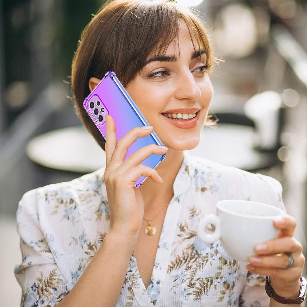 For Galaxy A53 5G Case, Samsung A53 5G Clear Cute Gradient Phone Case Slim anti Scratch Flexible TPU Cover Shockproof Protective Case for Samsung Galaxy A53 5G (Purple/Blue)