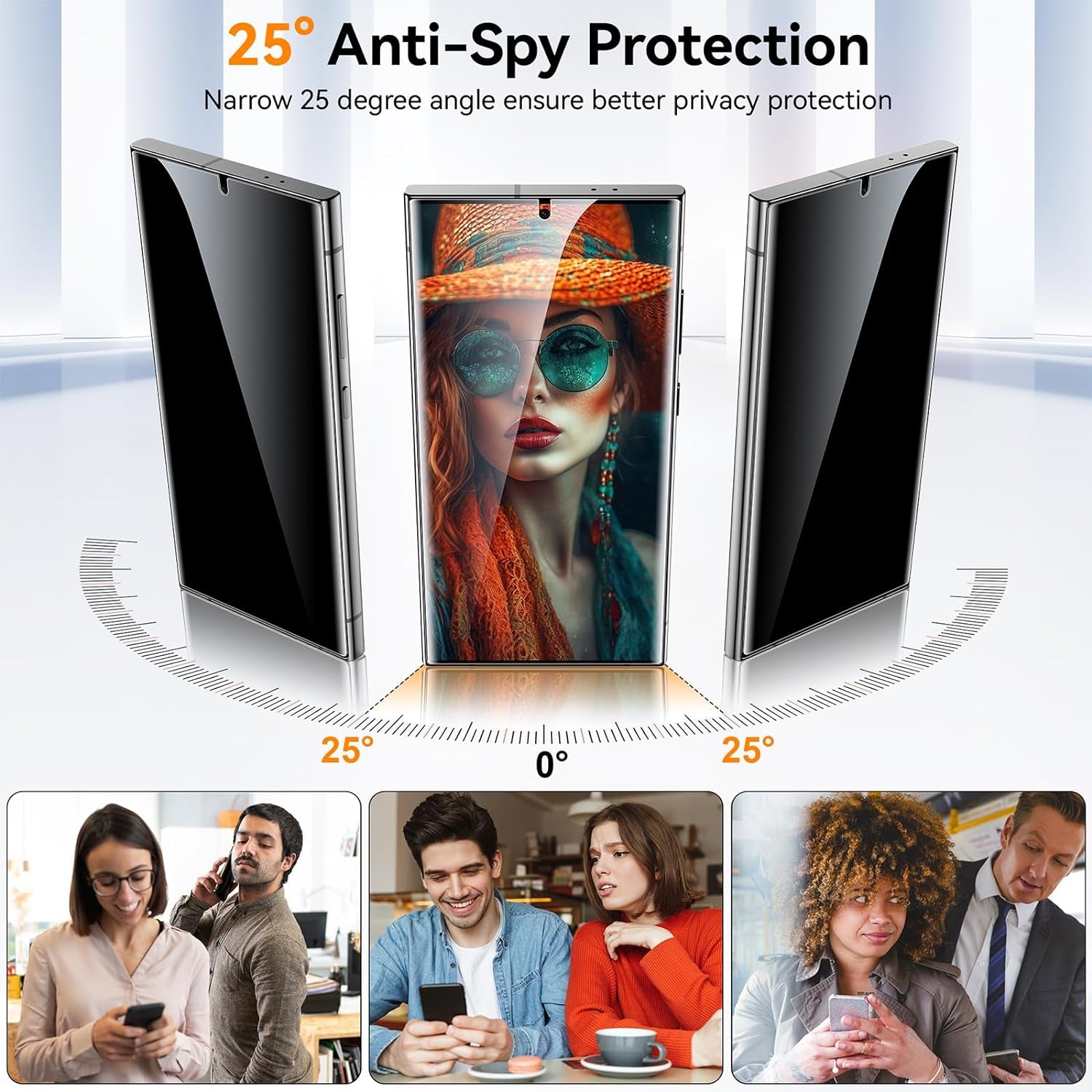 2 Pack for Samsung Galaxy S23 Ultra / S22 Ultra 6.8” Privacy Screen Protector [Non-Glass] Auto Alignment, Bubble-Free, Fingerprint ID Support, Full Coverage Anti-Spy PET Film, Case Friendly