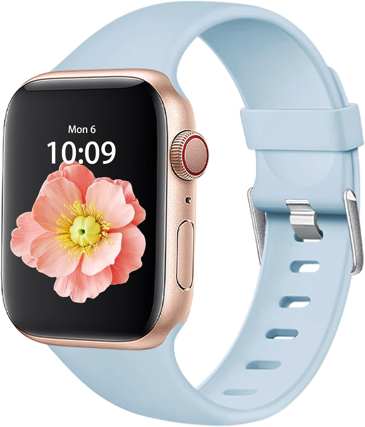 Compatible for Apple Watch Band 38Mm 40Mm 41Mm 42Mm 44Mm 45Mm,Soft Silicone Sport Replacement Strap Compatible with Iwatch Series SE/7/6/5/4/3/2/1 Women Men