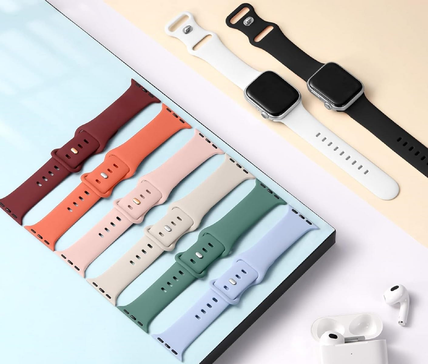 15Pack Compatible with Watch Band 38Mm 40Mm 41Mm 42Mm 44Mm 45Mm 49Mm, Breathable Waterproof Silicone Sport Band Strap for Iwatch Bands Series 9/8/7/6/5/4/3/2/1/Se/Ultra/Ultra 2