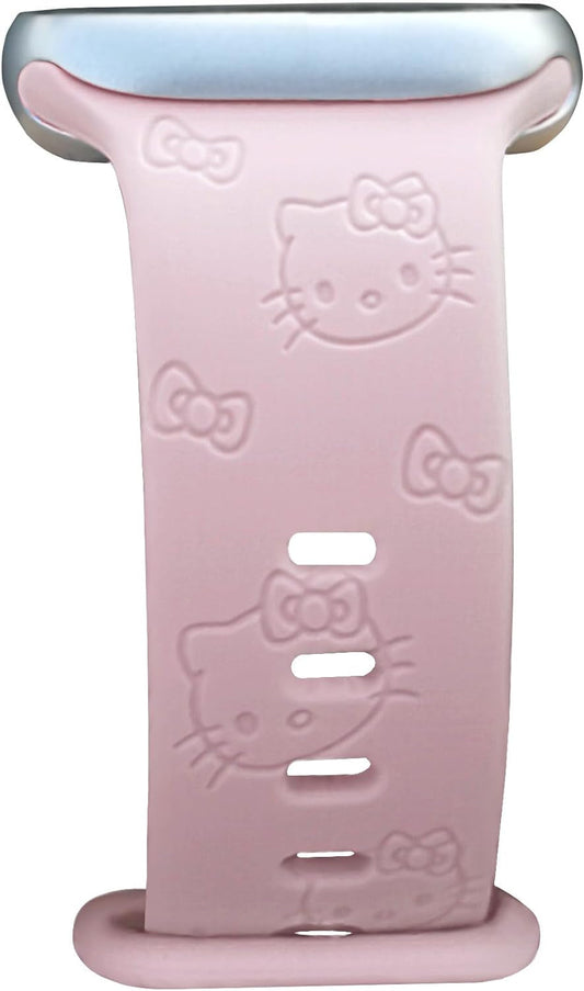 Cute Cartoon Engraved Bands Compatible with Apple Watch Band 49Mm 45Mm 44Mm 42Mm 41Mm 40Mm 38Mm Soft Silicone Lovely Style Sport Band for Iwatch Series 9 8 7 6 5 4 3 2 1 SE Ultra Women Girls