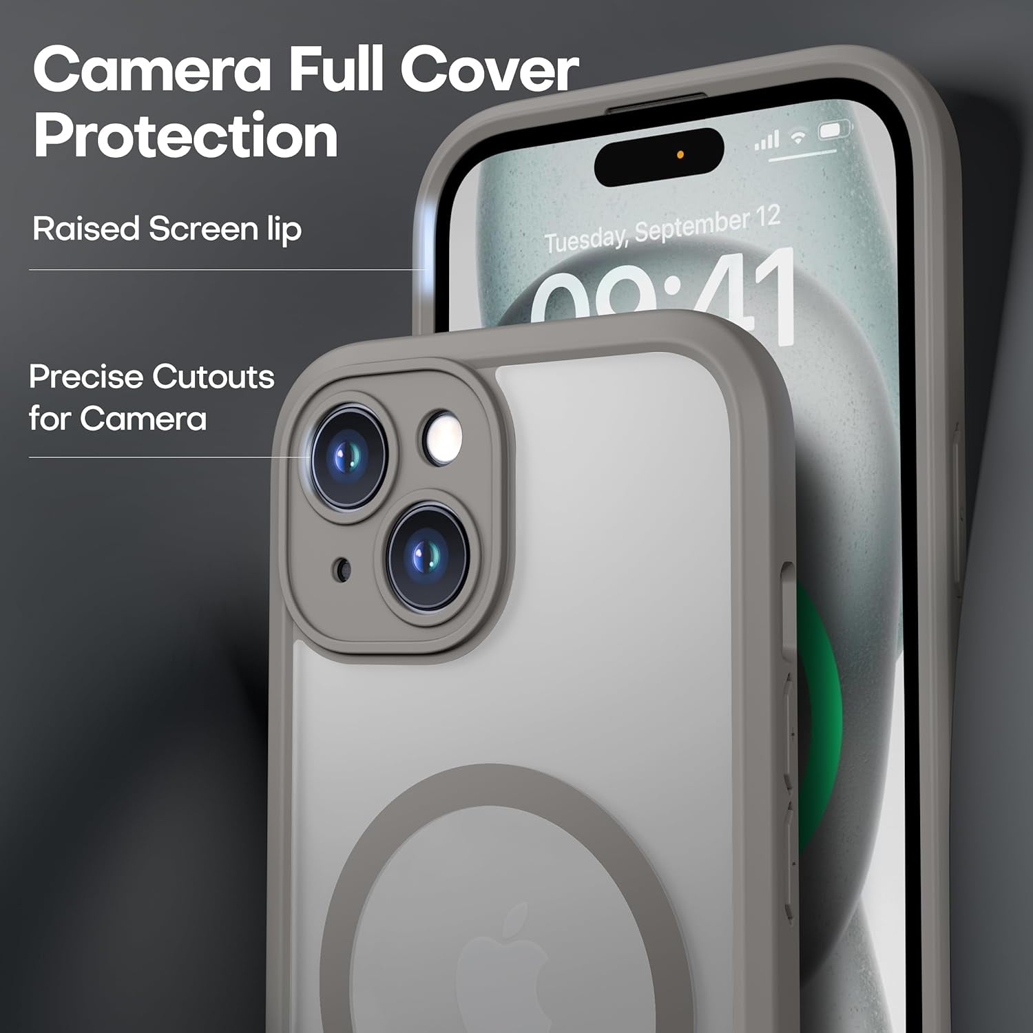 Impactstrong Magnetic Guard Designed for Iphone 15 Case [Camera Protection] [Military Grade Drop Tested] [Compatible with Magsafe] Slim Translucent Matte Phone Case (6.1") - Gray  ImpactStrong   