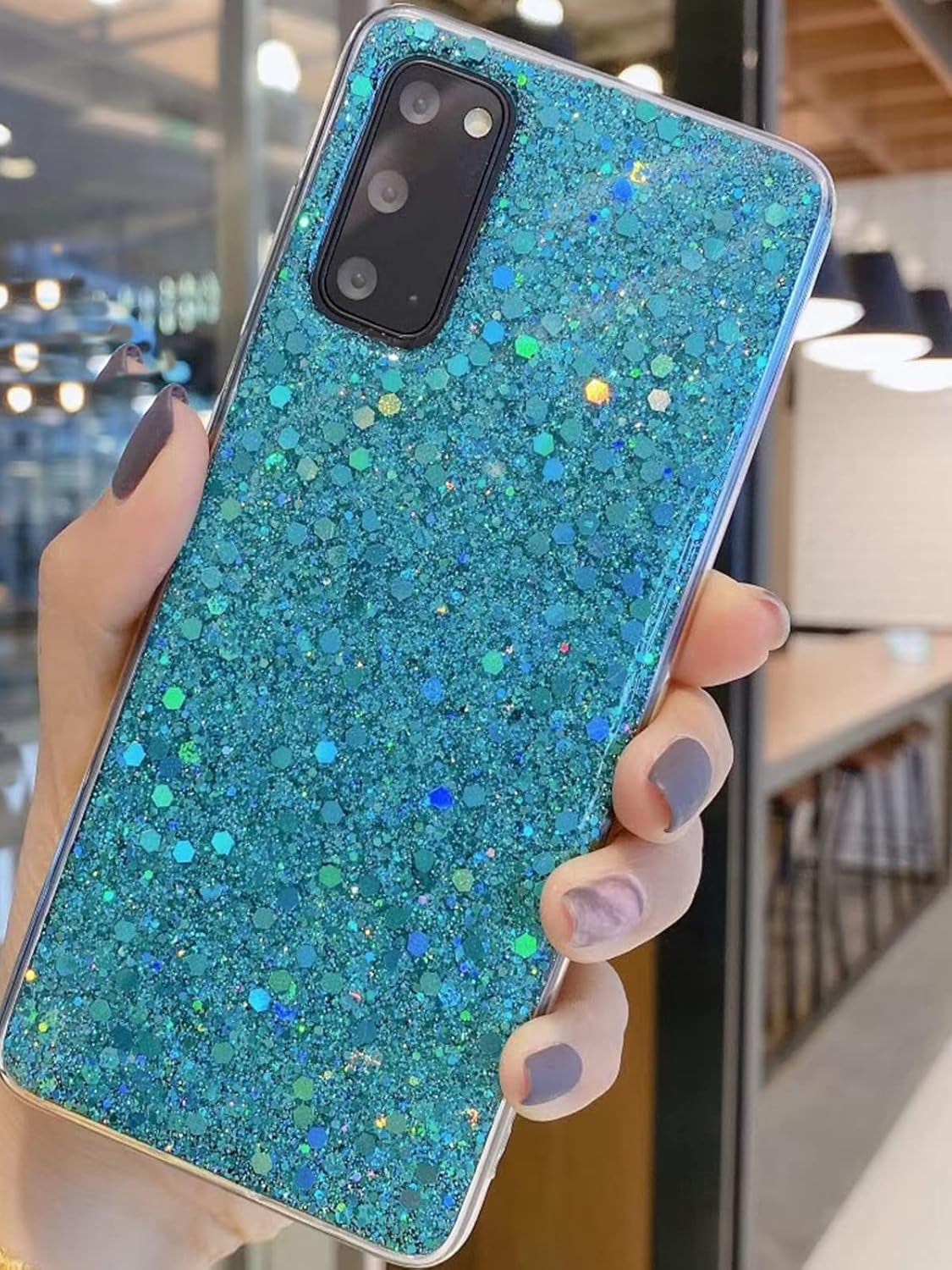 Designed for Samsung Galaxy S22 Case, Glitter Sparkle Bling Women Girls Cases Cute Rubber Slim Phone Protective Cover for Galaxy S22 Case 5G 6.1 Inch (Red)