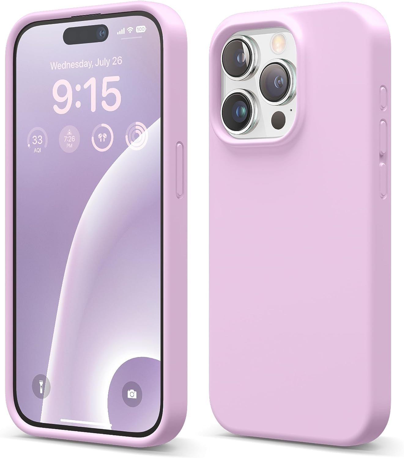 Elago Compatible with Iphone 15 Pro Case, Liquid Silicone Case, Full Body Protective Cover, Shockproof, Slim Phone Case, Anti-Scratch Soft Microfiber Lining, 6.1 Inch (Brown)  elago Light Lilac  