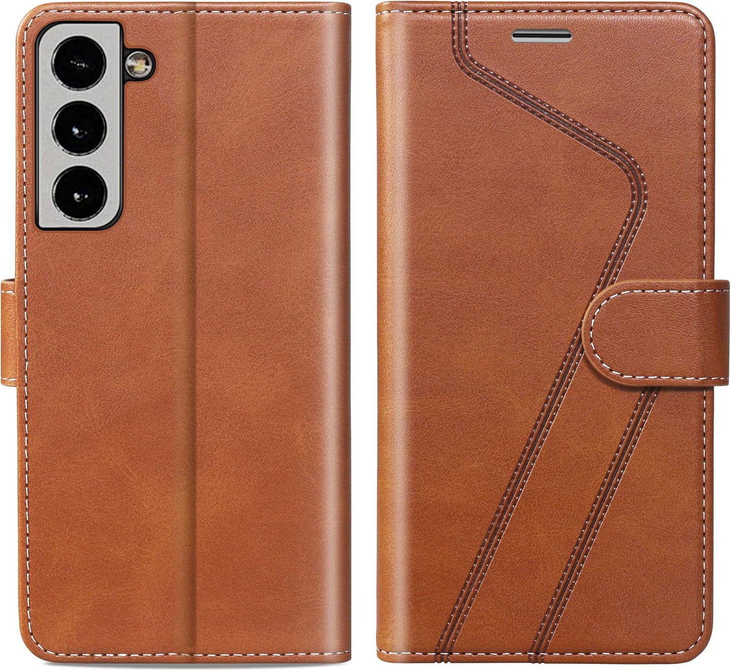 CIVICASEA for Samsung Galaxy S22+/Plus Wallet Case, Flip Case with RFID Blocking Credit Card Holder, PU Leather Matching Phone Case Samsung S22 plus Red&