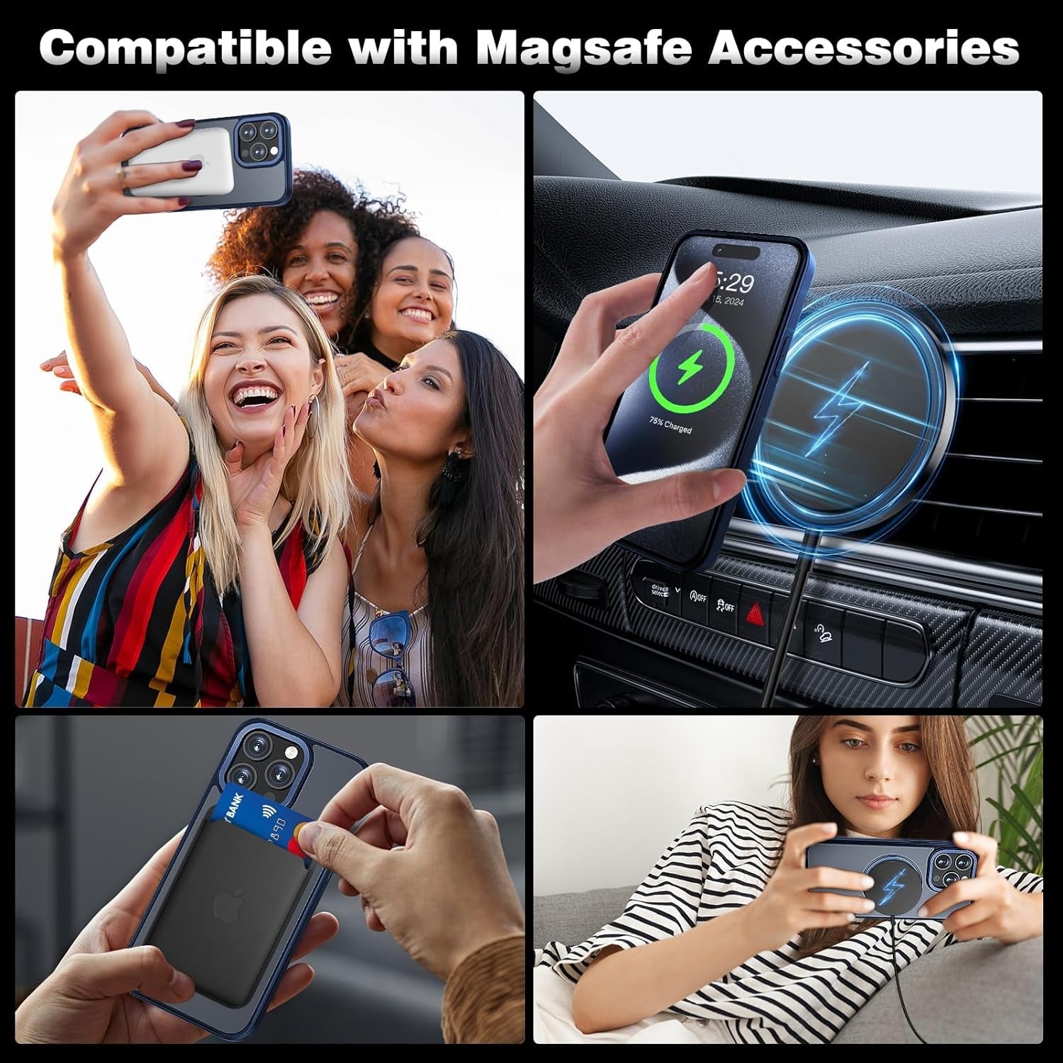ACANDYA for Iphone 15 Pro Max Case Magnetic Ring Holder Kickstand Compatible with Magsafe Military Grade Drop Protection Heavy Duty Shockproof Men Women Cover for Iphone 15 Pro Max Translucent Blue  ACANDYA   