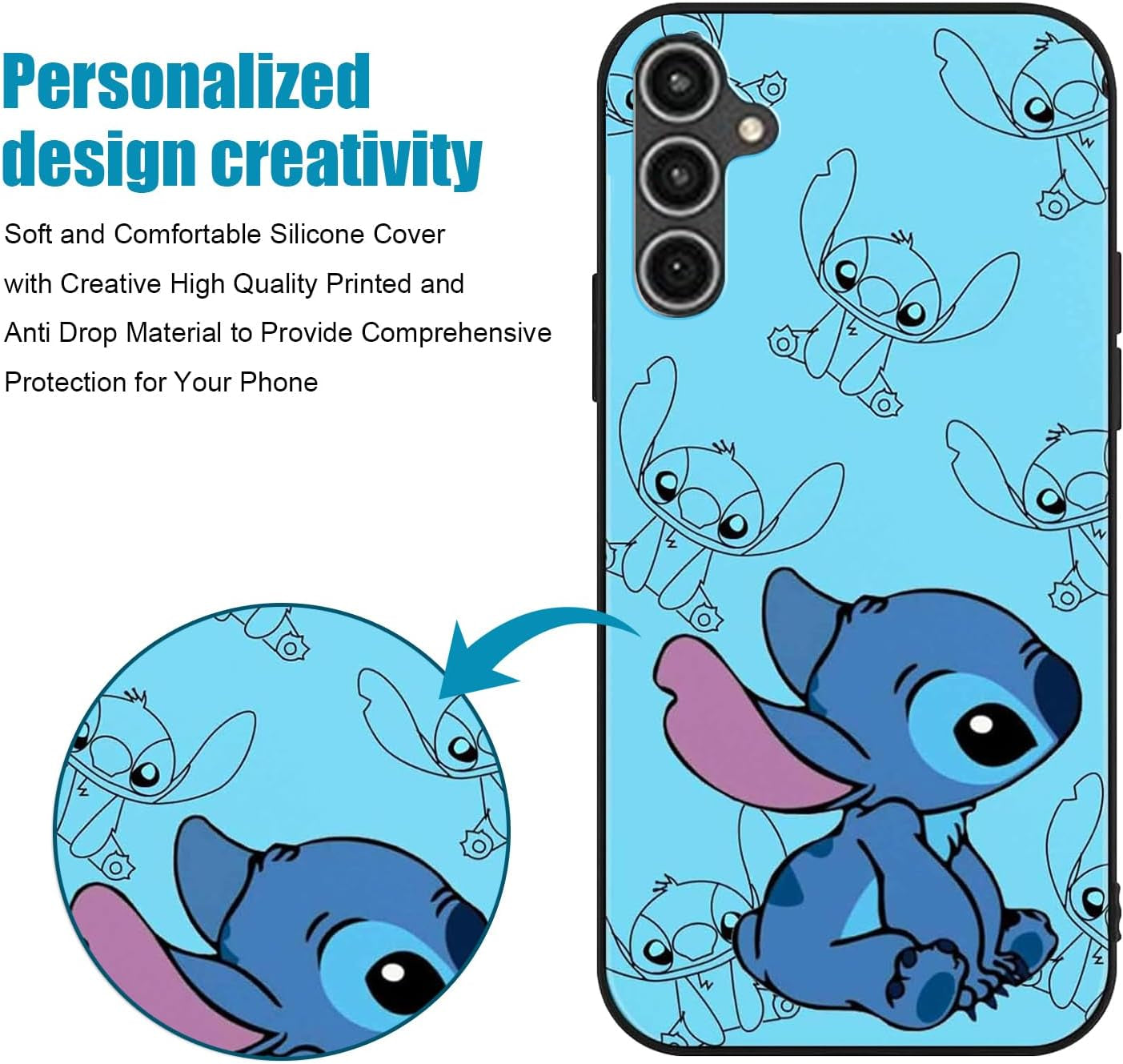 2 Pack Cute Funny Cartoon Phone Case for Samsung Galaxy S23 FE 5G Slim Soft TPU Full Protective Shockproof Anime Case for Kids Adults Women Men for Samsung Galaxy S23 FE 5G(Blue)