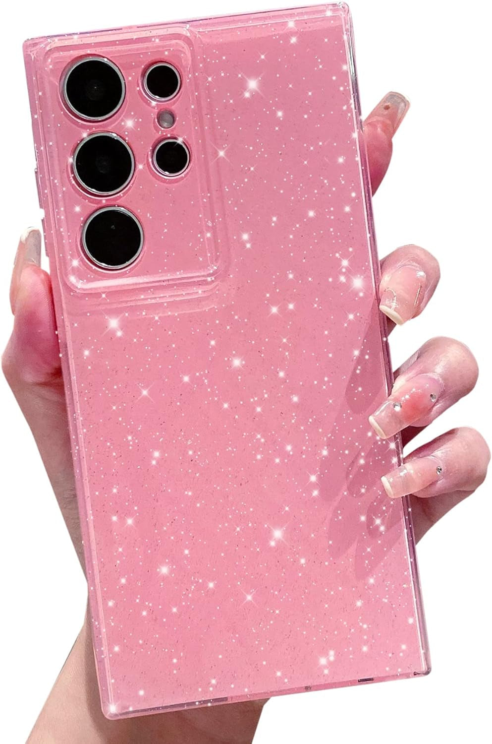 Cute Glitter Neon Case for Samsung Galaxy S22 Ultra Case, Slim Silicone Protective Sparkly Bling Phone Case for Women Girls (Bright Green)