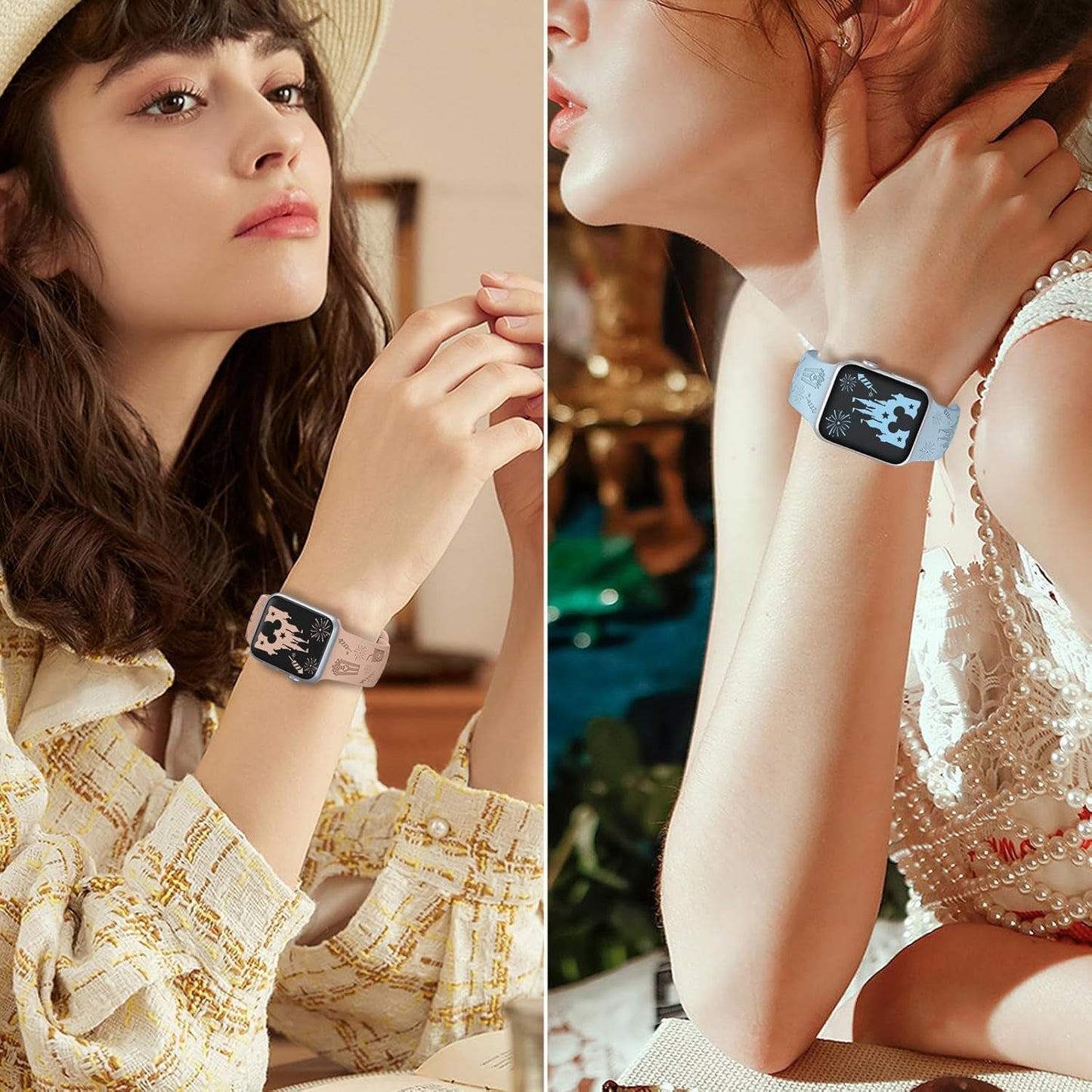 Cartoon Engraved Band Compatible with Apple Watch Bands 40Mm 38Mm 44Mm 45Mm 41Mm 42Mm 49Mm for Women, Soft Silicone Strap Cute Sport Wristband for Iwatch Series 9 8 7 6 5 Ultra 4 3 2 1 SE Ultra2