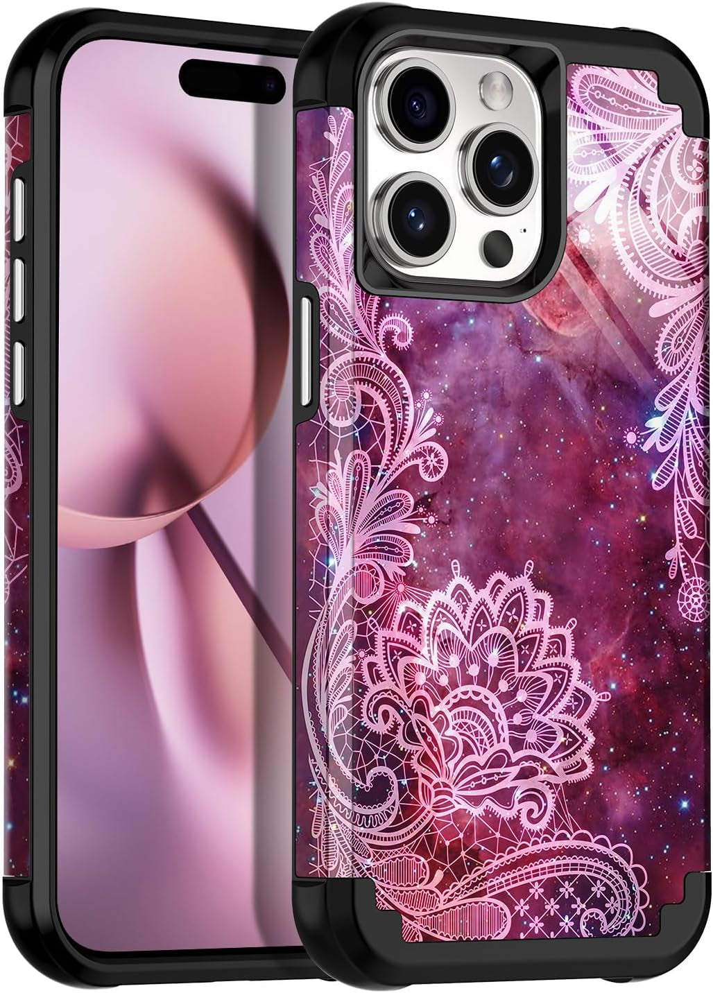 Casetego for Iphone 15 Pro Max Case,Two Layer Heavy Duty Sturdy Shockproof Full Body Rugged Hard Pc+Soft TPU Bumper Protective Girls Cover Case for Apple Iphone 15 Pro Max 6.7 Inch,Black  Casetego Red  