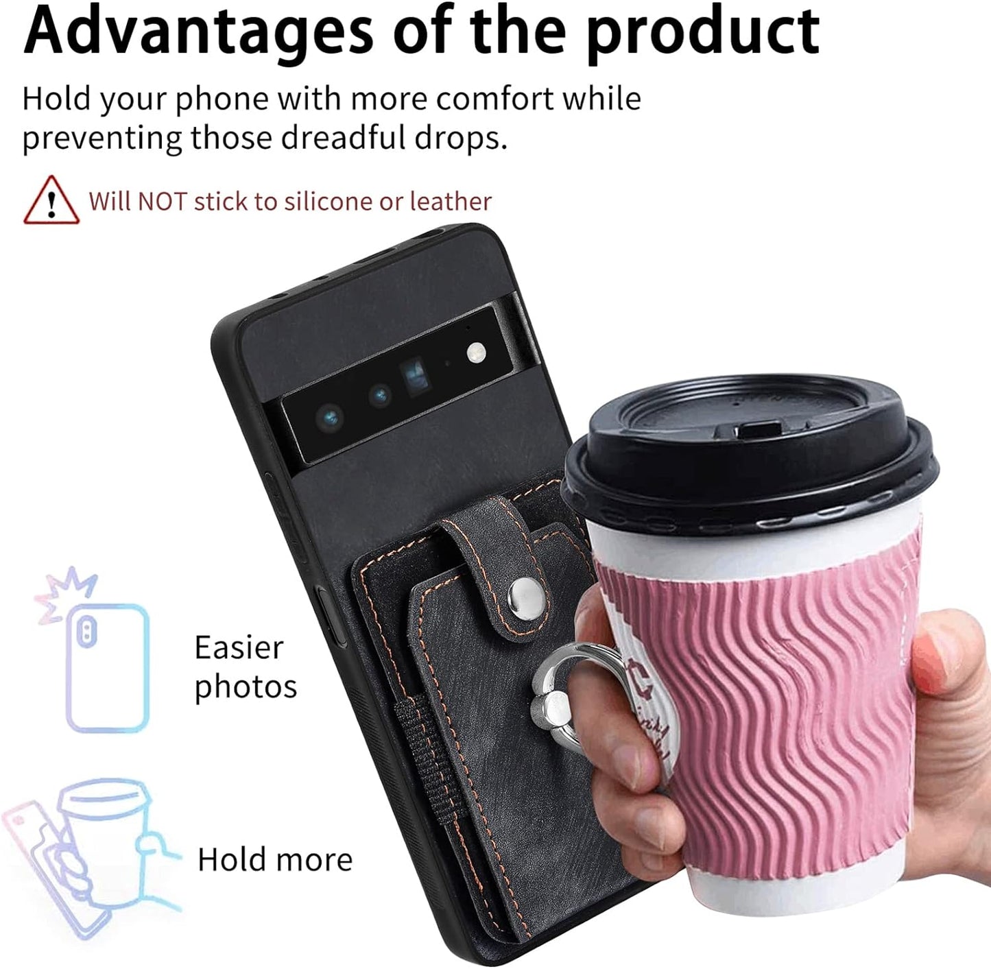 Asuwish Phone Case for Google Pixel 6 Pro Wallet Cover with Tempered Glass Screen Protector and Slim Ring Stand Credit Card Holder Leather Cell Pixel6Pro Pixel6 XL 6XL Pixle 6Pro 5G Women Men Black  Asuwish   