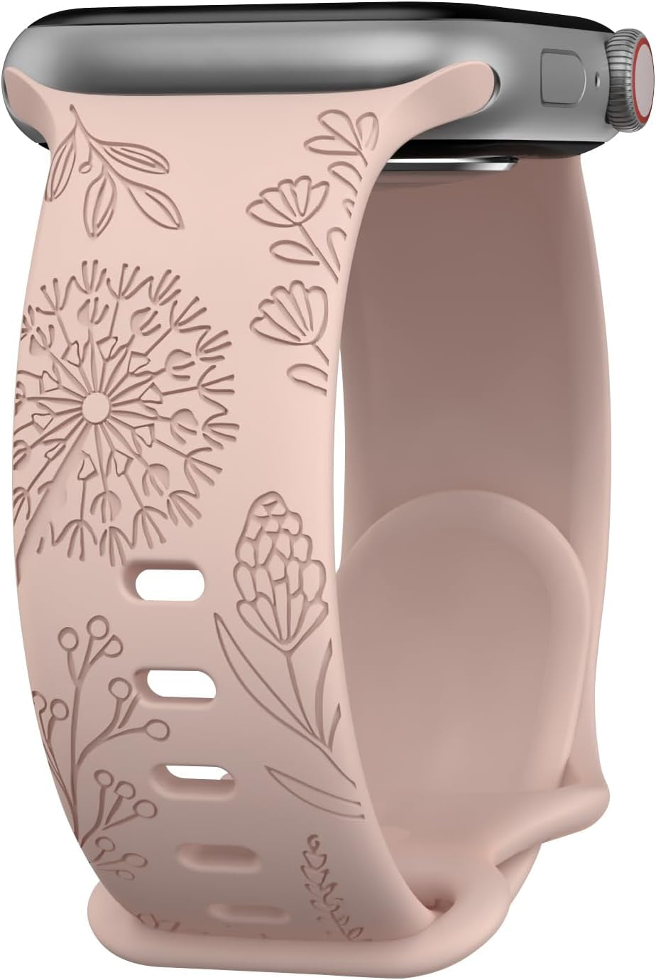 Floral Engraved Bands Compatible with Apple Watch Band for Women 44Mm 40Mm 38Mm 41Mm 45Mm 49Mm 42Mm, Soft Silicone Dandelion Pattern Sport Strap for Iwatch Bands Series Ultra 2 SE 9 8 7 6 5 4 3 2 1