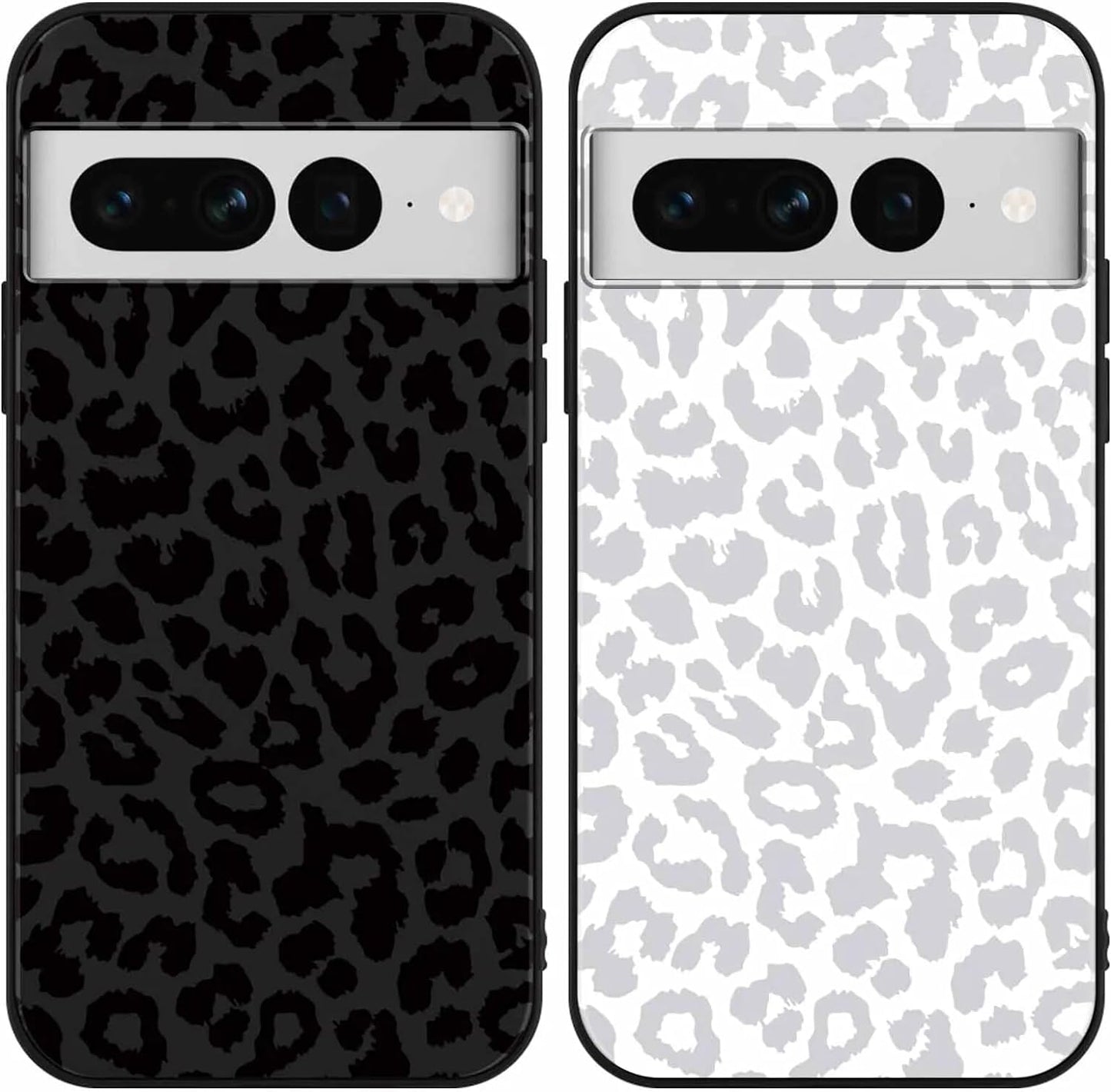 2 Pack Cute Cheetah Print for Google Pixel 6A(5G) 6.3" Phone Case,Luxury Leopard Pattern Design Cases Soft Silicone TPU Shockproof Protective Cover for Women Girls-Black & White  RUMDEY Leopard Google Pixel 7 Pro(5G) 