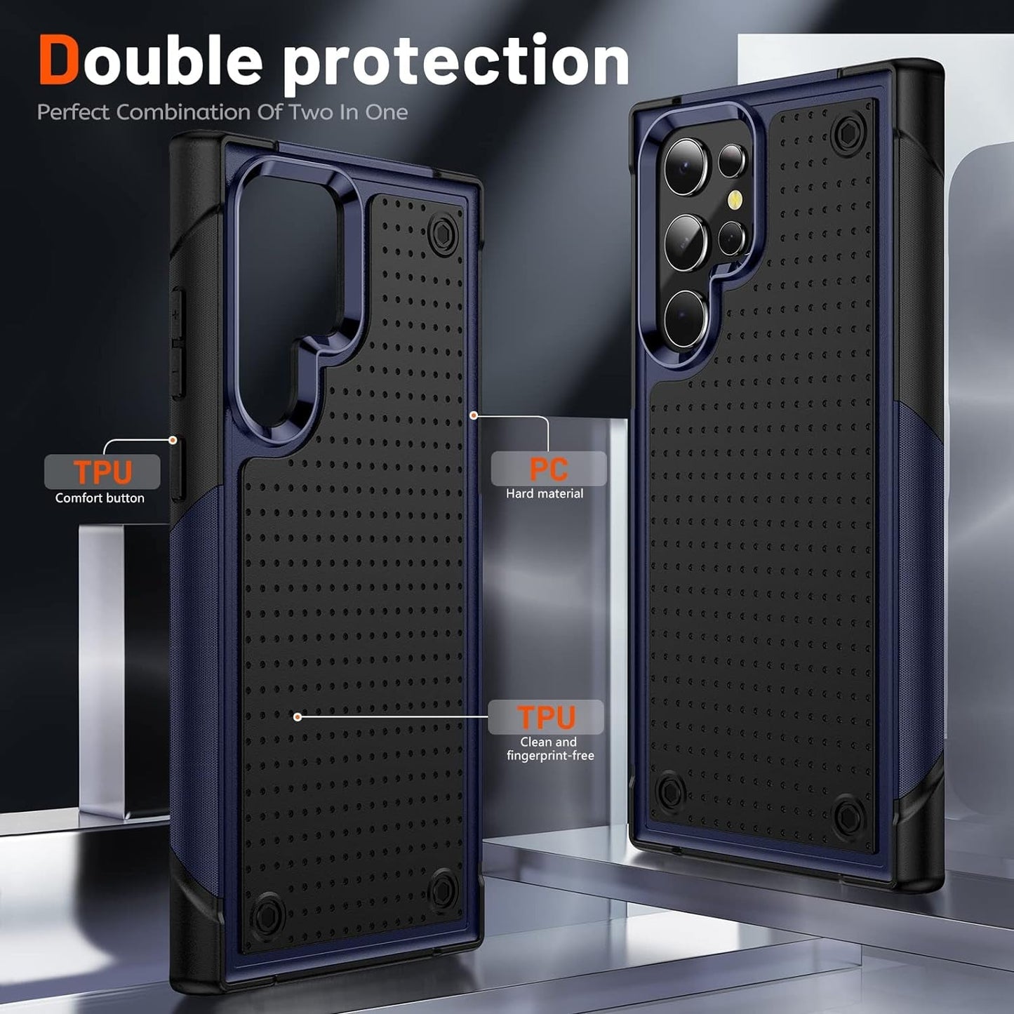 Designed for Samsung Galaxy S22 Ultra Case Gift Militay Grade Drop Protective Rugged Heavy Duty Cover Shockproof Case for Galaxy S22 Ultra Phone Case for Women Men Boy Girl (Blue+Black)