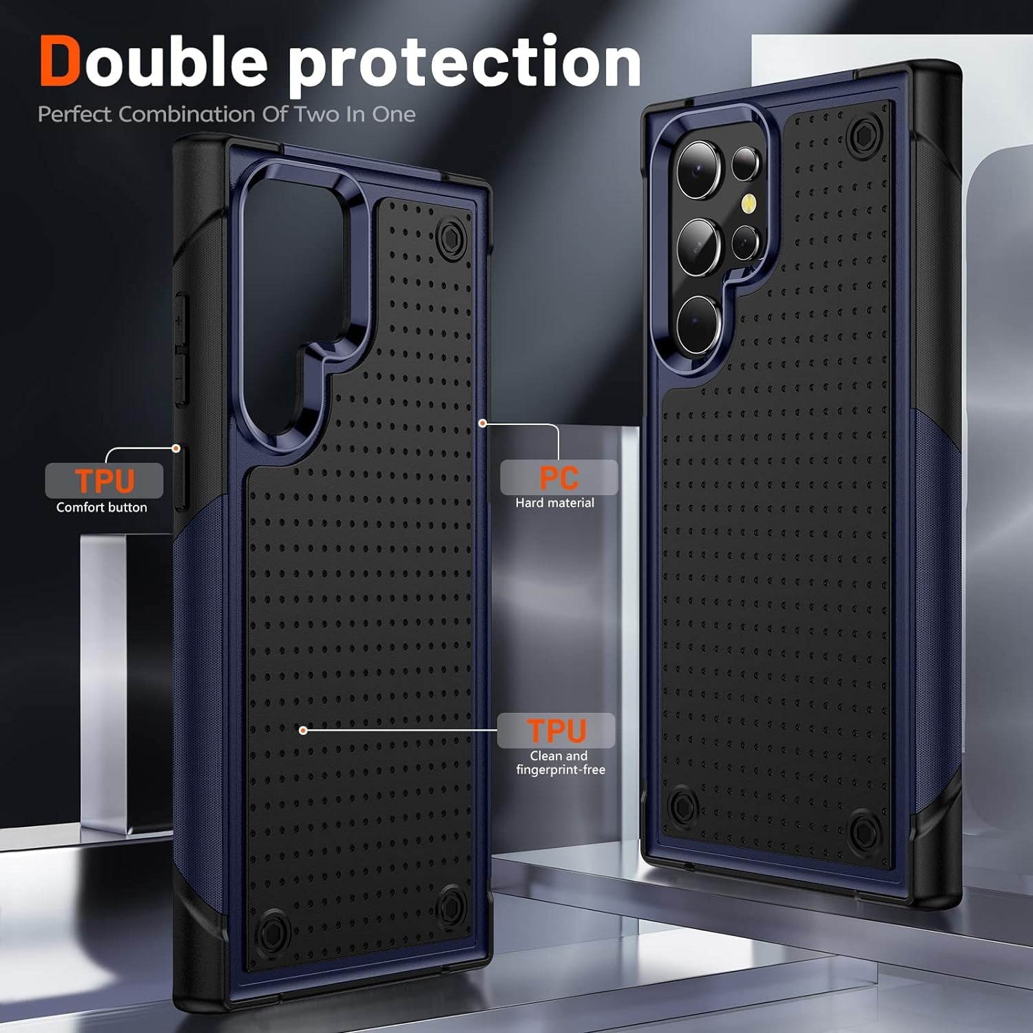 Designed for Samsung Galaxy S22 Ultra Case Gift Militay Grade Drop Protective Rugged Heavy Duty Cover Shockproof Case for Galaxy S22 Ultra Phone Case for Women Men Boy Girl (Blue+Black)