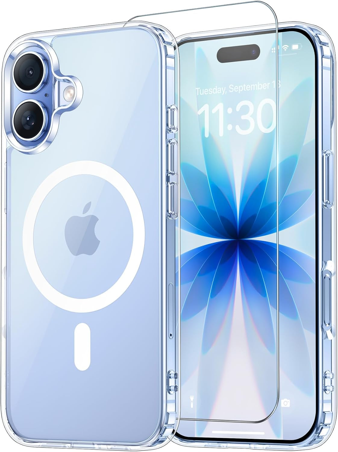 Temdan for Iphone 17 Pro Max Case Clear with Screen Protector, Compatible with Magsafe, Anti-Yellowing, Military-Grade Protection, Shockproof Slim Magnetic Phone Case Cover, Transparent