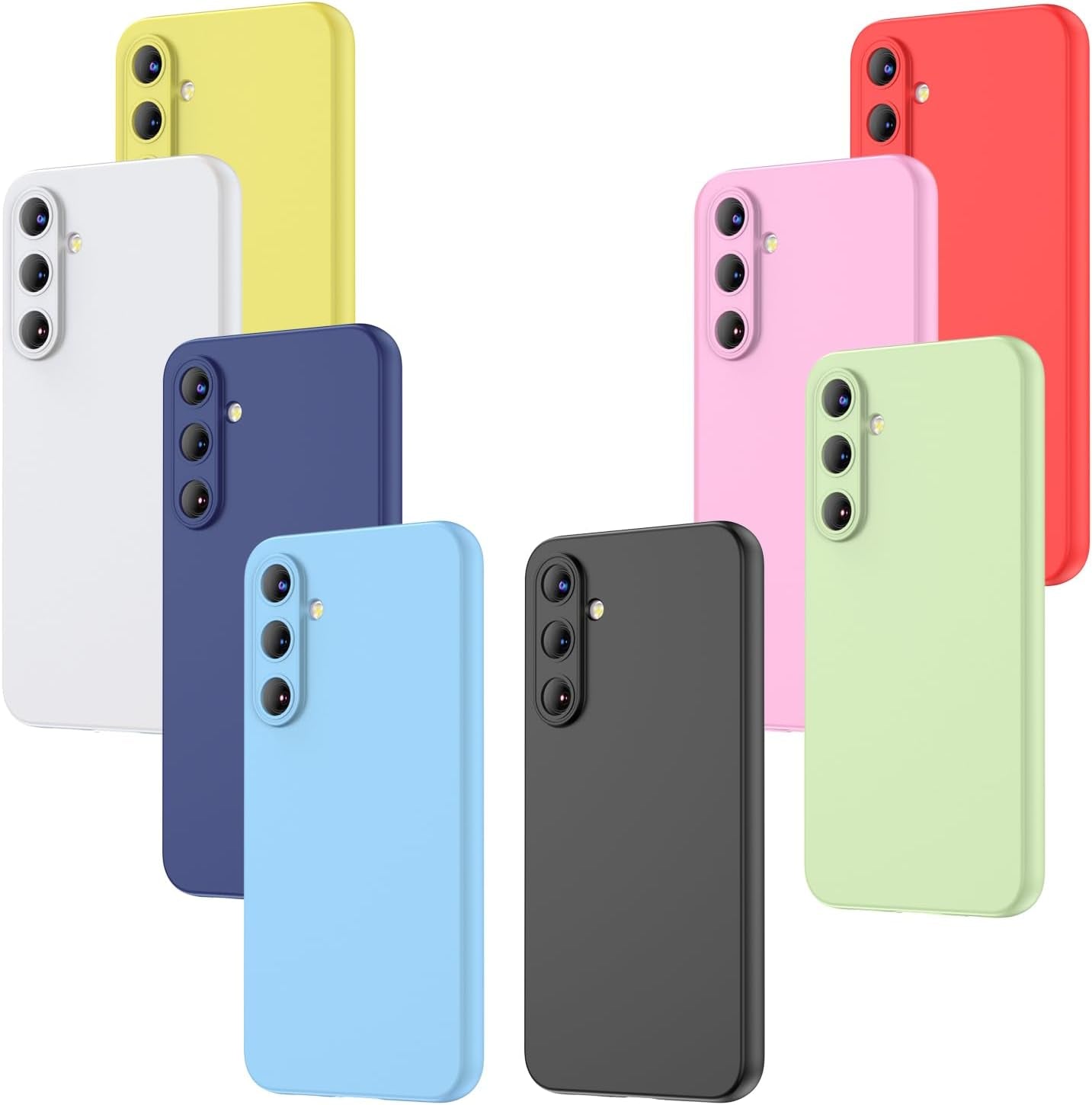 (8 Pack) for Samsung Galaxy S23 FE Case, Soft Silicone Gel Bumper Shell Shockproof Protection Phone Case Cover for Samsung Galaxy S23 Fe,Red, Black, Dark Blue, Yellow, Pink, White, Green, Purple