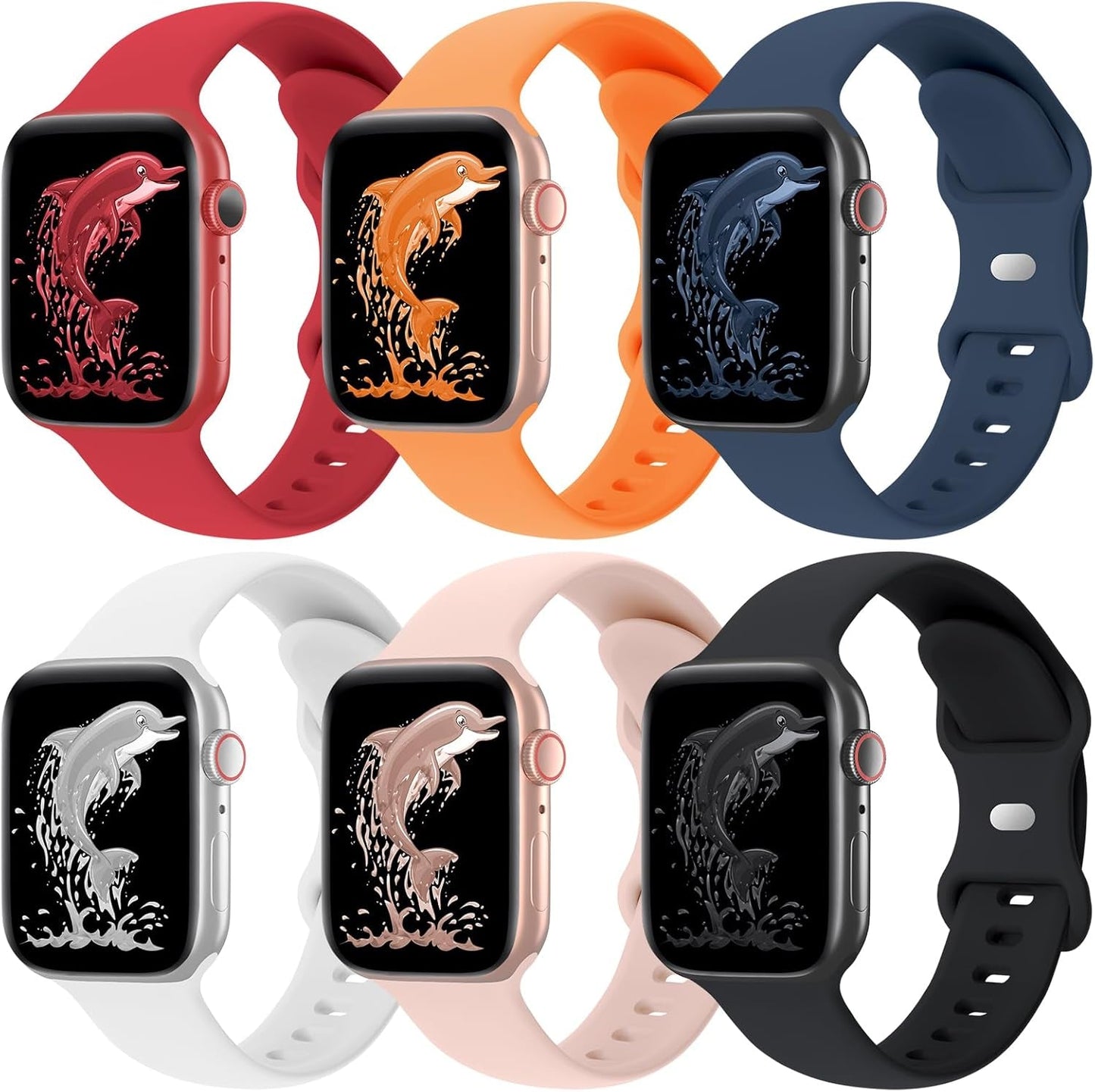Acrbiutu 6 Pack Bands Compatible with Apple Watch 38Mm 40Mm 41Mm 42Mm 44Mm 45Mm 49Mm, Soft Replacement Silicone Sport Strap Wristbands for Iwatch Series Ultra/Ultra 2 9/8/7/6/5/4/3/2/1 SE Women Men