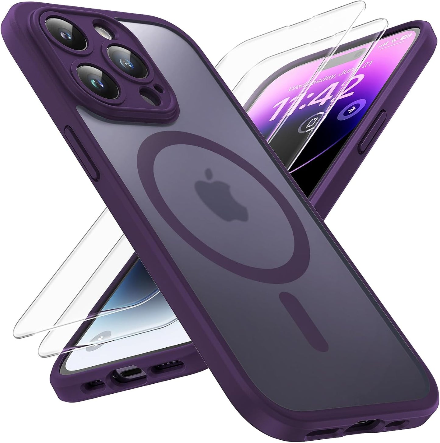 TOCOL for Iphone 17 Pro Case, Compatible with Magsafe, Full Camera Protection, Built-In Magnetic Ring, Drop Protection, Translucent Matte Phone Case for Iphone 17 Pro 6.3 Inch (Black)