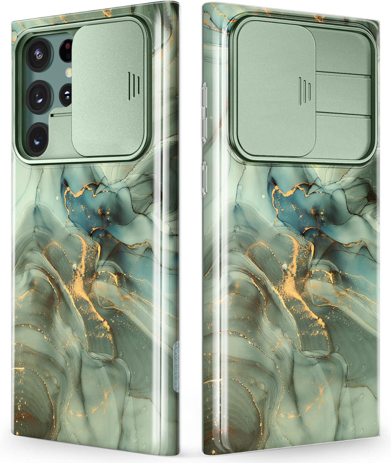 GVIEWIN Designed for Samsung Galaxy S22 Ultra Case with Slide Camera Cover, [Military Grade Drop Protection] Marble Slim Fit Shockproof Protective Phone Case for S22 Ultra 5G 6.8" 2022(Drift Sand)