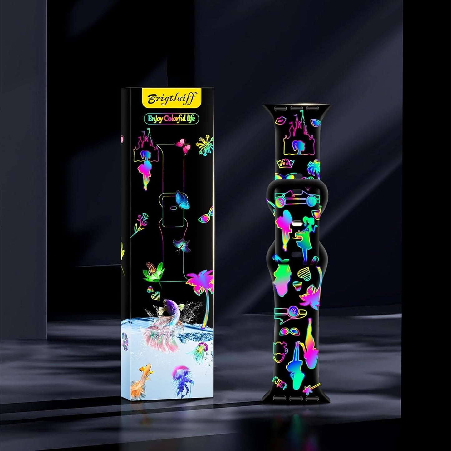 Brigtlaiff Compatible with Apple Watch Bands 38Mm 40Mm 41Mm 42Mm 44Mm 45Mm 49Mm for Women Men, Silicone Sport Floral Print Fadeless Strap for Iwatch Bands Series 9/8/7/6/5/4/3/2/1/Se/Ultra