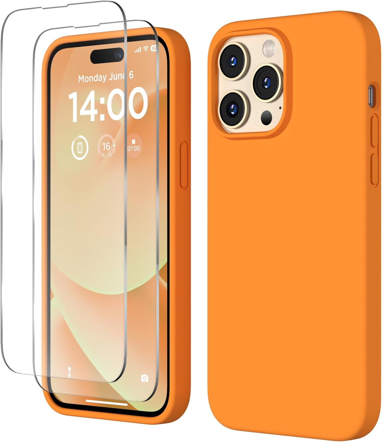 COFFKER Designed for Iphone 14 Pro Max Case, Liquid Silicone Case [2X Screen Protectors], Shockproof Slim Thin Protective Phone Case with Soft Anti-Scratch Microfiber Lining, 6.7 Inch, Calke Green  COFFKER   