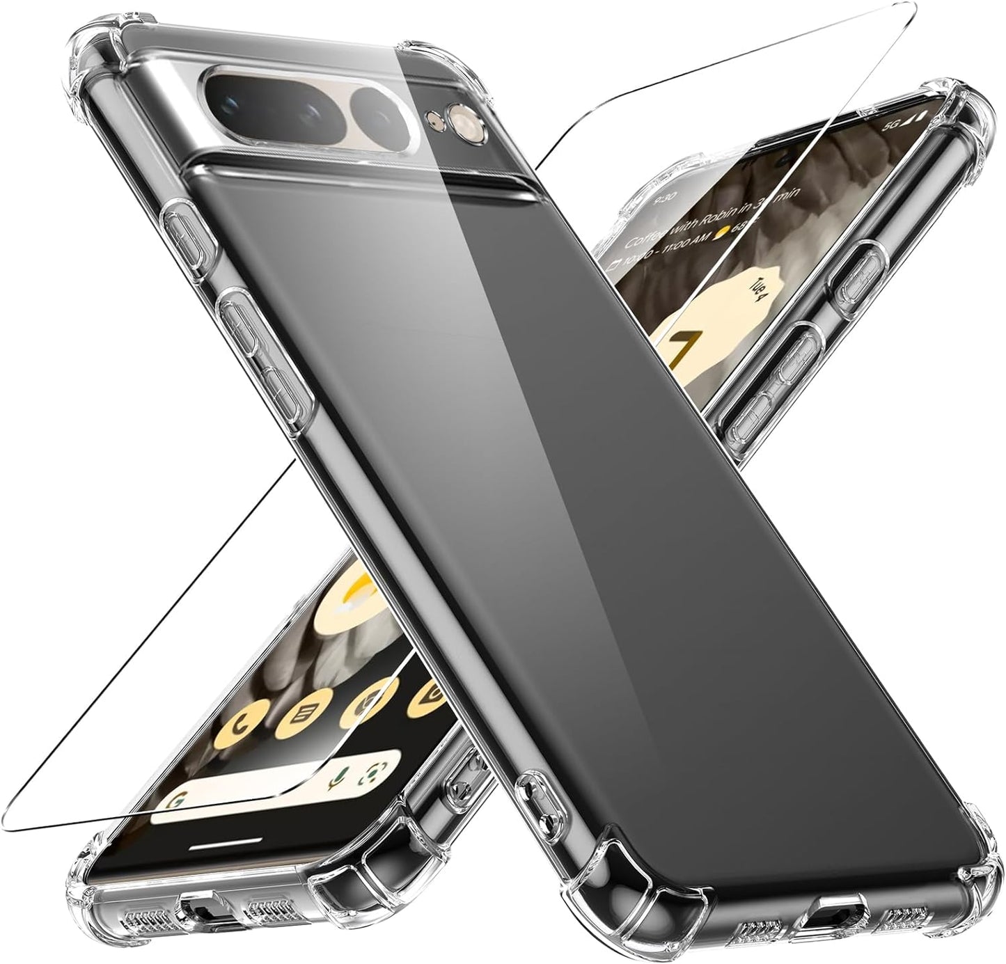 Case for Google Pixel 4A 5G Phone Case, with 1 Piece Screen Protector, TPU Bumper Shockproof Silicone Fullbody Protective Case Cover for Google Pixel 4A 5G, Transparent  Ikziwreo Transparent Google Pixel 7 Pro 5G 