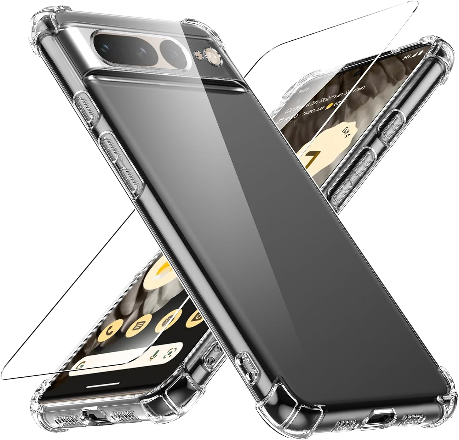 Case for Google Pixel 4A 5G Phone Case, with 1 Piece Screen Protector, TPU Bumper Shockproof Silicone Fullbody Protective Case Cover for Google Pixel 4A 5G, Transparent  Ikziwreo Transparent Google Pixel 7 Pro 5G 