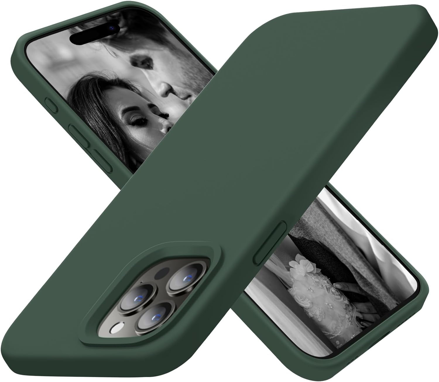 Cordking Designed for Iphone 15 Pro Case, Silicone Ultra Slim Shockproof Protective Phone Case with [Soft Anti-Scratch Microfiber Lining], 6.1 Inch, Alpine Green  Cordking   