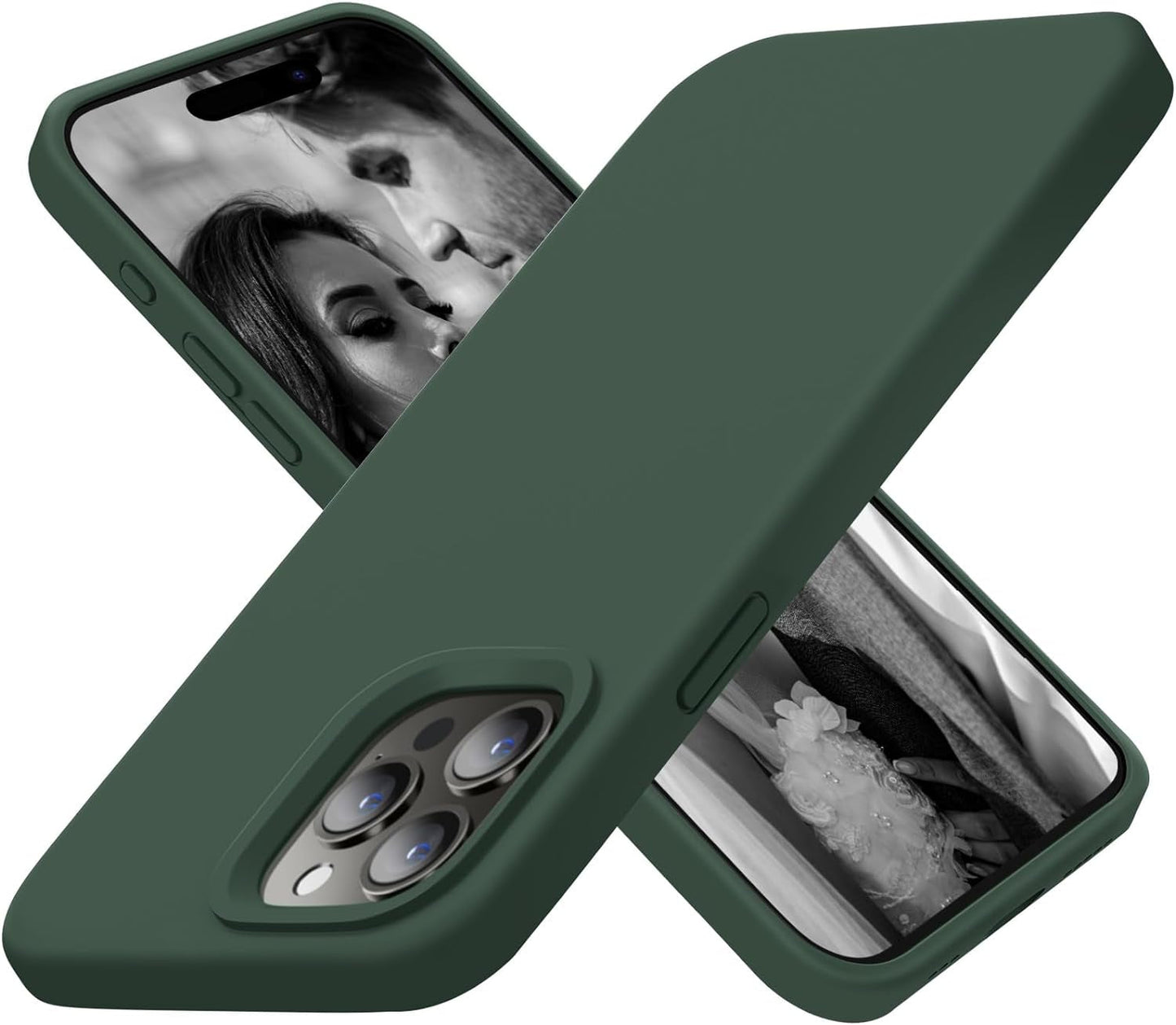 Cordking Designed for Iphone 15 Pro Case, Silicone Ultra Slim Shockproof Protective Phone Case with [Soft Anti-Scratch Microfiber Lining], 6.1 Inch, Alpine Green  Cordking Alpine Green  