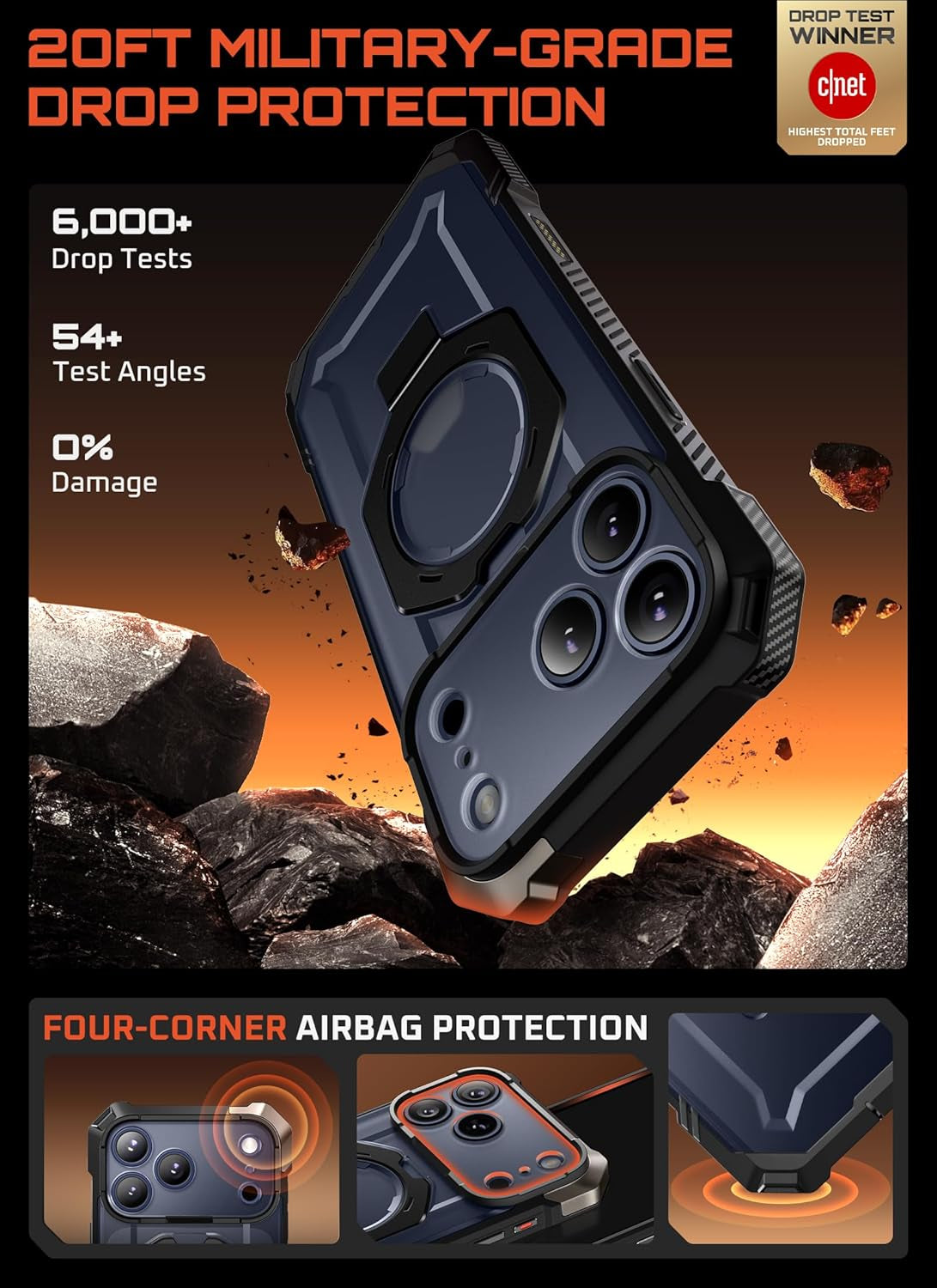 SUPCASE for Iphone 17 Pro Case with Kickstand (Unicorn Beetle Grip), [Camera Control Cover] [Compatible with Magsafe] [Military-Grade Drop Protection] Heavy Duty Magnetic Phone Case, Black