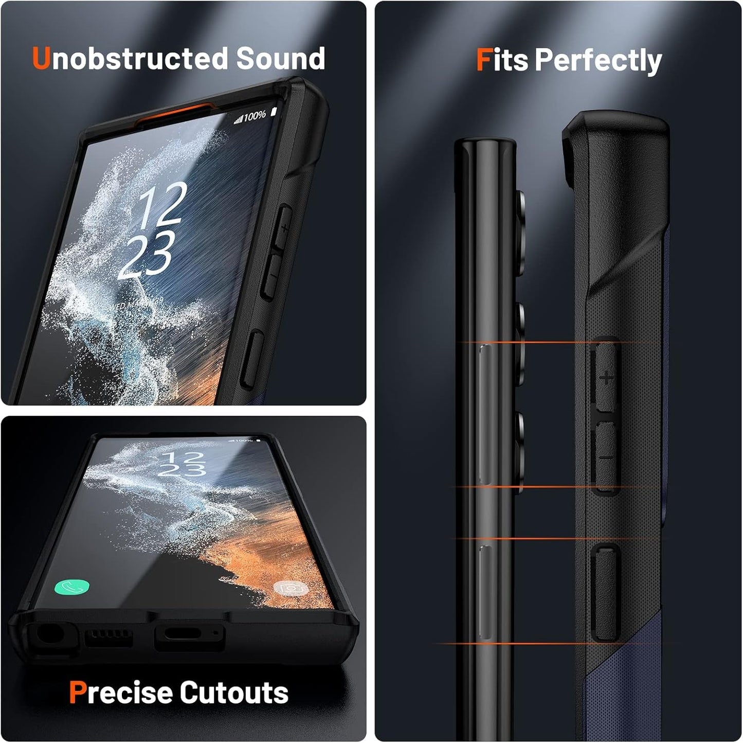 Designed for Samsung Galaxy S22 Ultra Case Gift Militay Grade Drop Protective Rugged Heavy Duty Cover Shockproof Case for Galaxy S22 Ultra Phone Case for Women Men Boy Girl (Blue+Black)