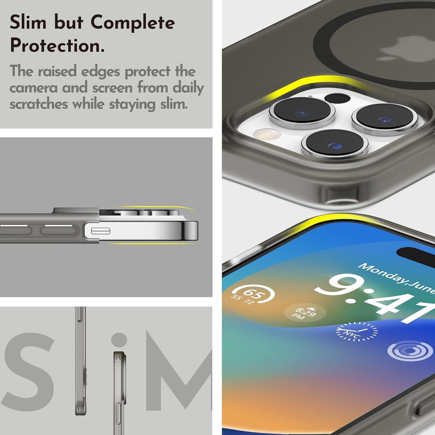 Niunisi Magnetic Case for Iphone 14 Pro Case 6.1-Inch (2022), Slim Kickstand with Screen Protector Compatible with Magsafe Shockproof Translucent Matte Cases Phone Case Cover, Black  Niunisi   