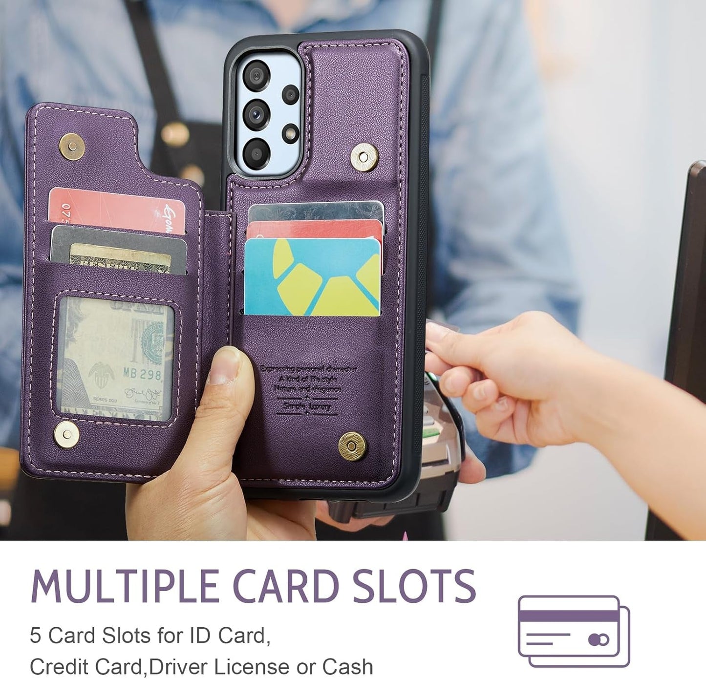 Asuwish Phone Case for Samsung Galaxy A53 5G Wallet Cover with Screen Protector and RFID Blocking PU Leather Credit Card Holder Stand Cell Accessories a 53 G5 53A SM A536U 6.5" 2022 Women Men Purple