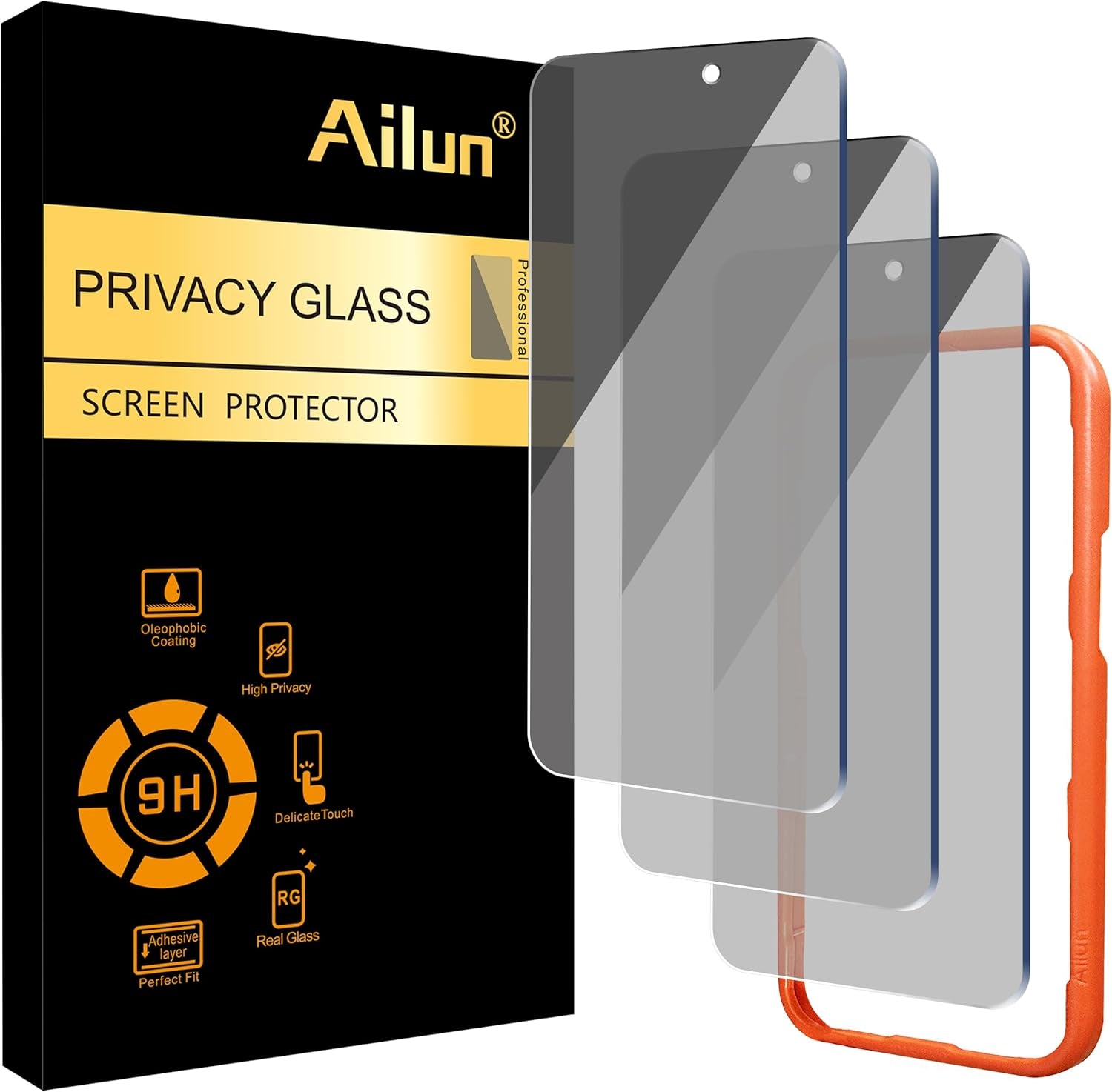 Ailun 3 Pack for Iphone 17 Pro Privacy Screen Protector [6.3 Inch] with Installation Frame, anti Spy Private Tempered Glass Anti-Scratch Case Friendly