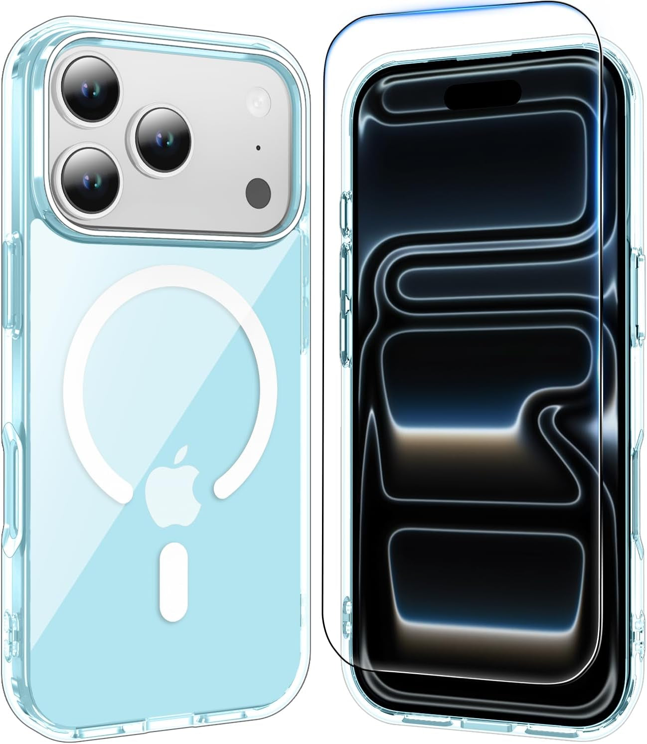 Temdan for Iphone 17 Pro Case Clear with Screen Protector, Compatible with Magsafe, Anti-Yellowing, Military-Grade Protection, Shockproof Slim Magnetic Phone Case Cover, Transparent