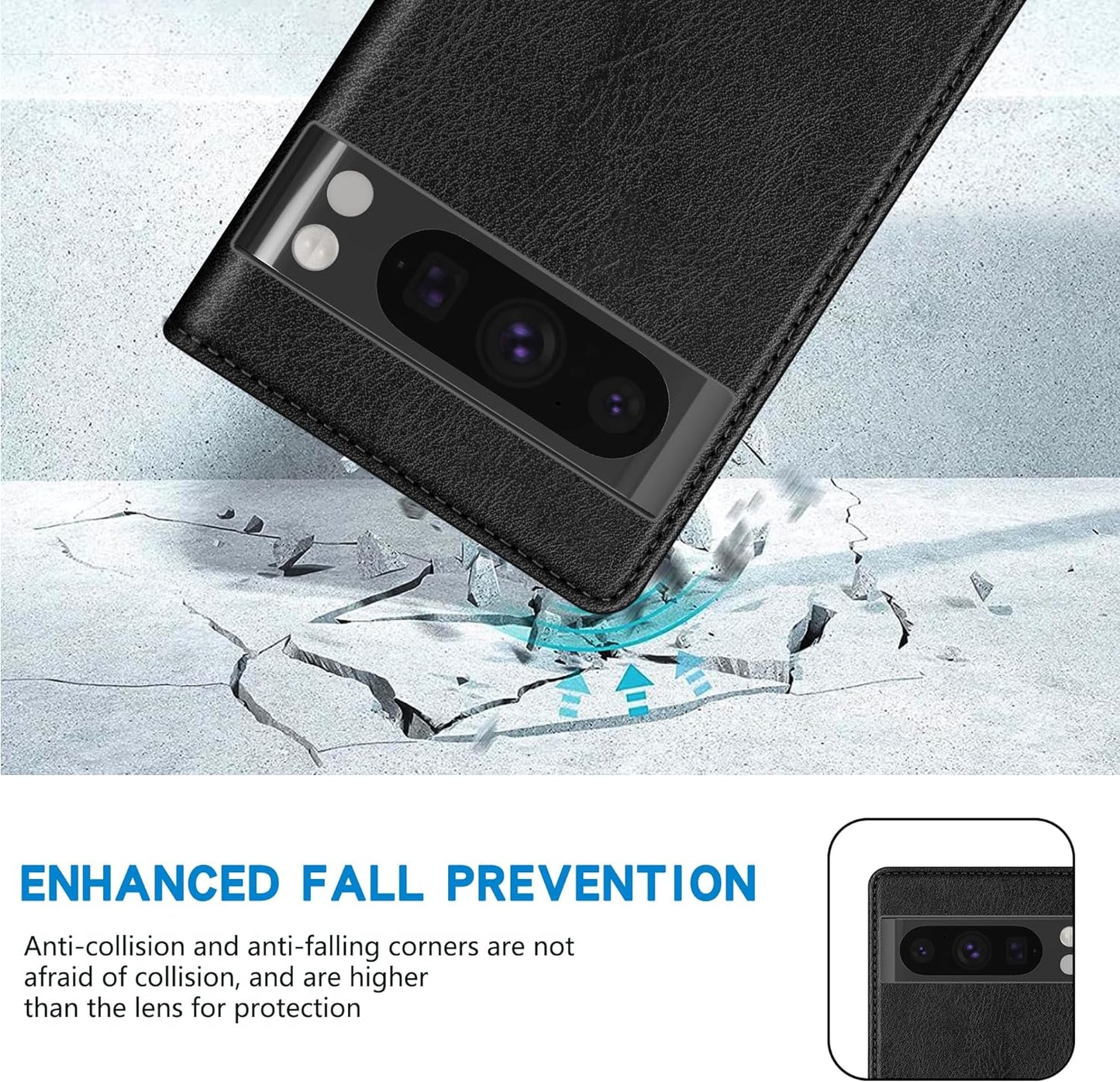 ZZXX for Google Pixel 8 Pro Wallet Case with [RFID Blocking] Card Slot Stand Strong Magnetic Leather Flip Fold Protective Phone Case for Google Pixel 8 Pro Case Wallet(Black-6.7 Inch)  ZZXX   