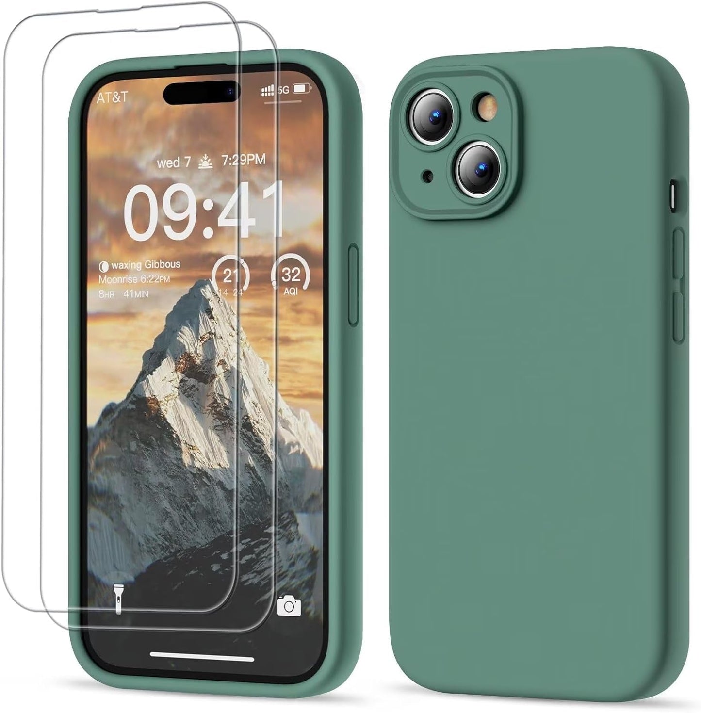 GOODVISH Compatible with Iphone 15 Pro Case, Silicone Upgraded [Enhanced Camera Protection] Phone Case with [2 Screen Protectors], Soft Anti-Scratch Microfiber Lining Inside, 6.1 Inch, Brown  GOODVISH Deep Pine Green Iphone 15, 6.1" 