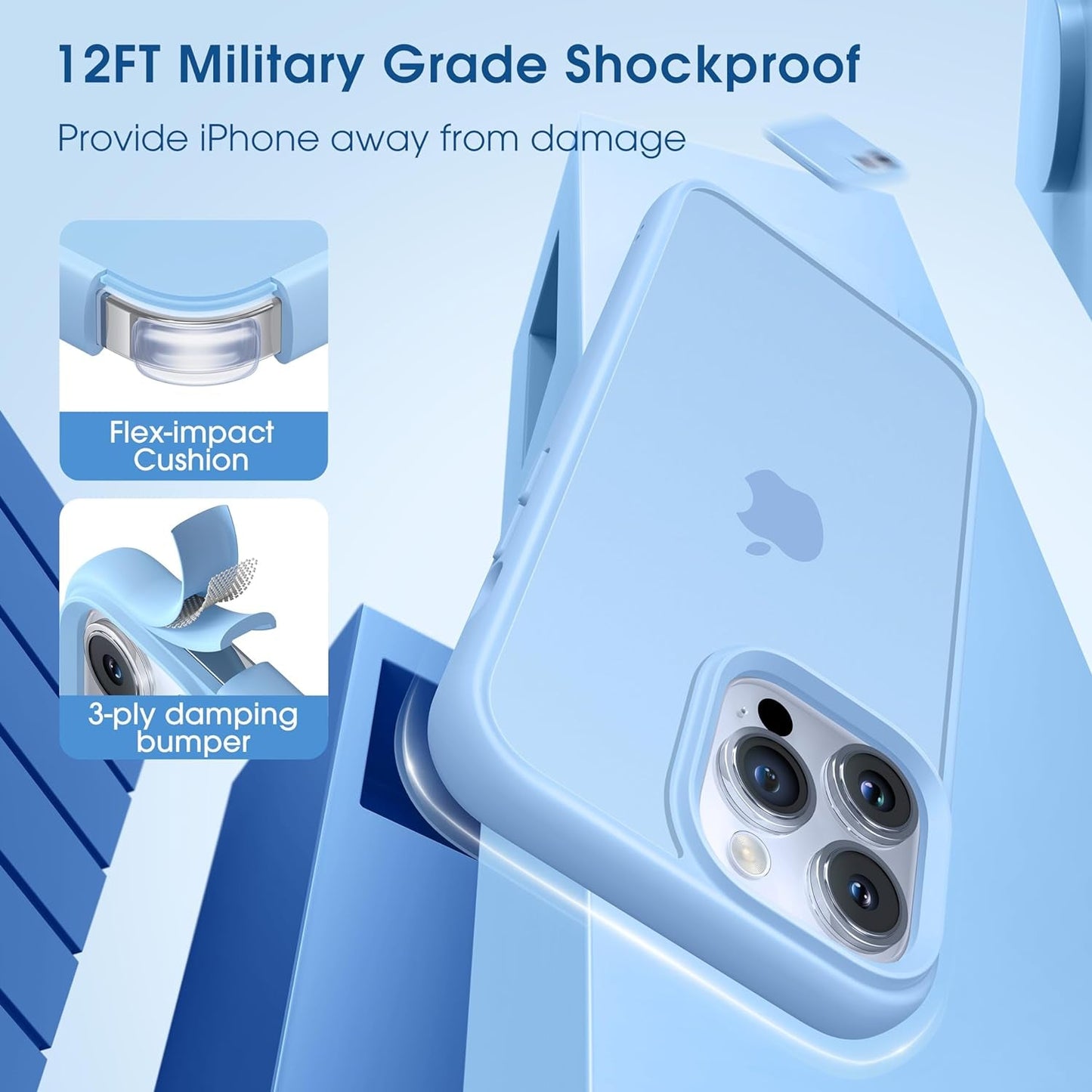 Alphex Colored Transluscent for Iphone 14 Pro Max Case, Sleek Retro Design, German Quality Standard Certified, 12FT Military-Grade Protection, Slim Matte Hard Back Case 6.7-Inch, Sierra Blue  Alphex   