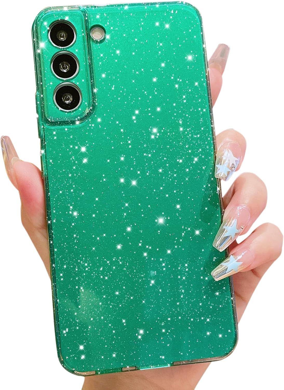 Cute Glitter Case for Samsung Galaxy S22 plus Case S22+ (6.6 Inch), Neon Bright Sparkly Bling Soft Silicone Phone Cover for Women Girls (Hot Pink)