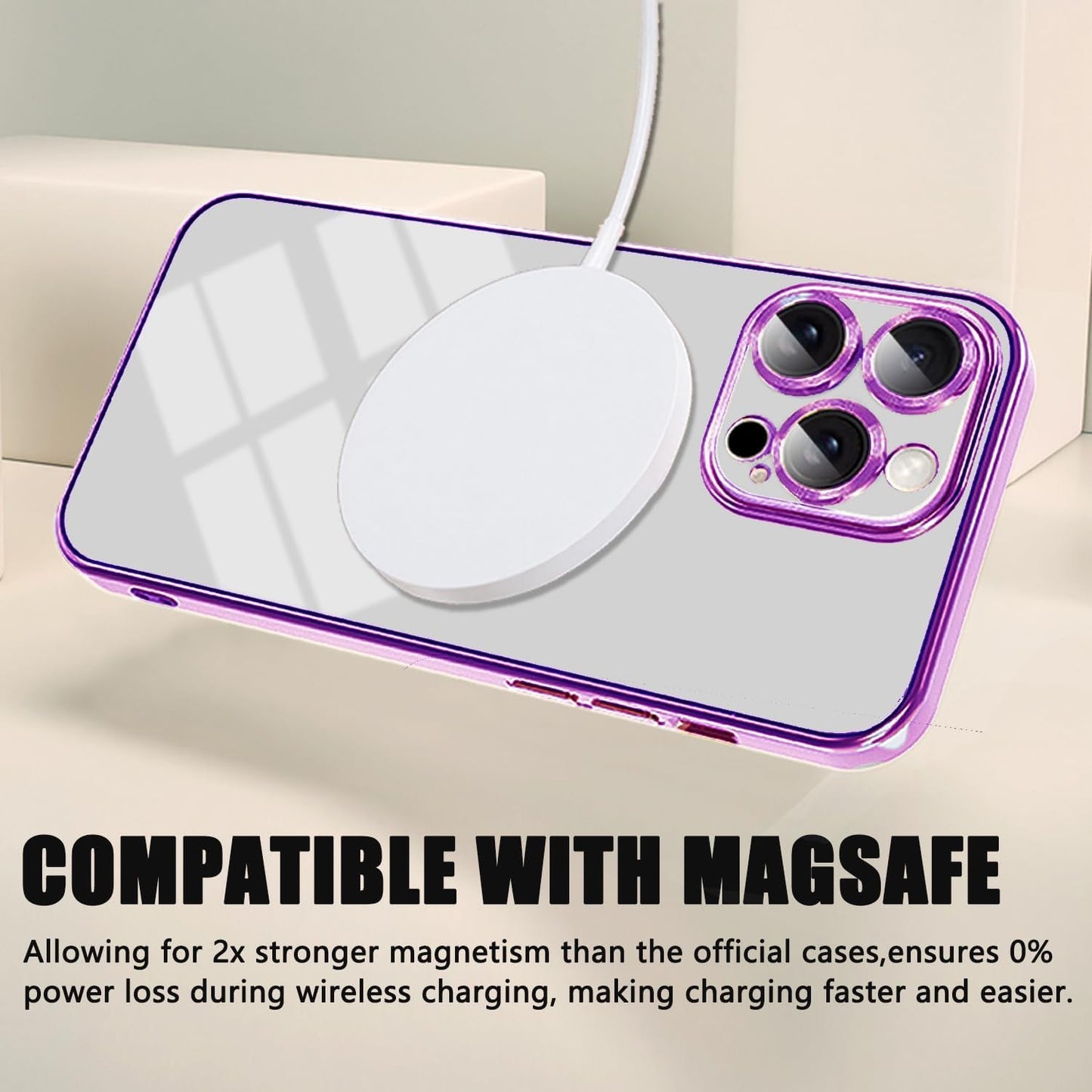 Misscase for Iphone 14 Pro Max Magnetic Clear Case Compatible with Magsafe,Full Protection Slim Shockproof Anti-Scratch Case with Camera Lens Protector Logo View Dust-Proof Net for Women Purple  Misscase   