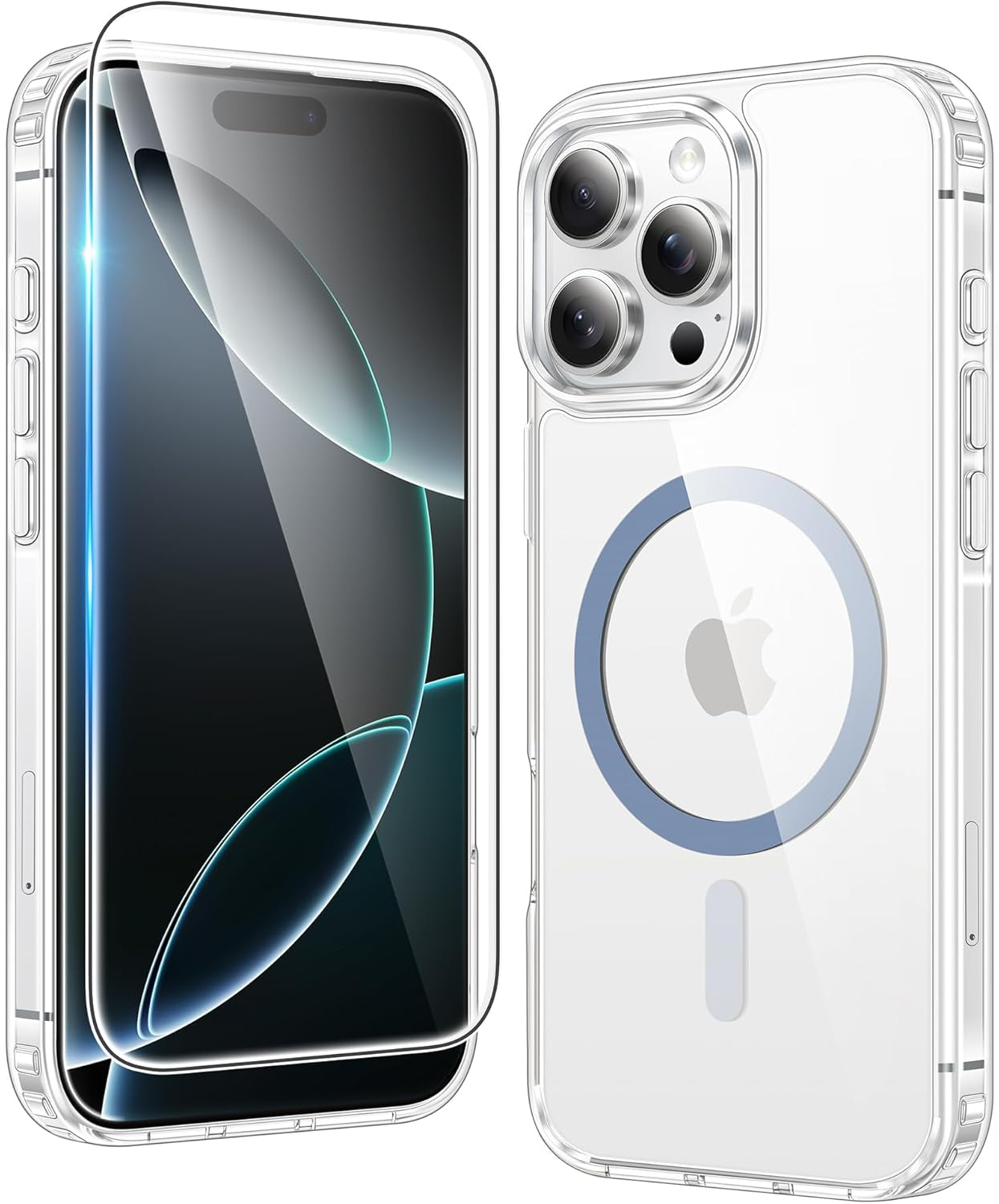 FNTCASE for Iphone 17 Pro-Max Case: Clear Magnetic Phone Cases with Screen Protector Compatible with Magsafe Slim anti Yellowing Rugged Shockproof Protective Transparent Cell Cover (A-Clear)