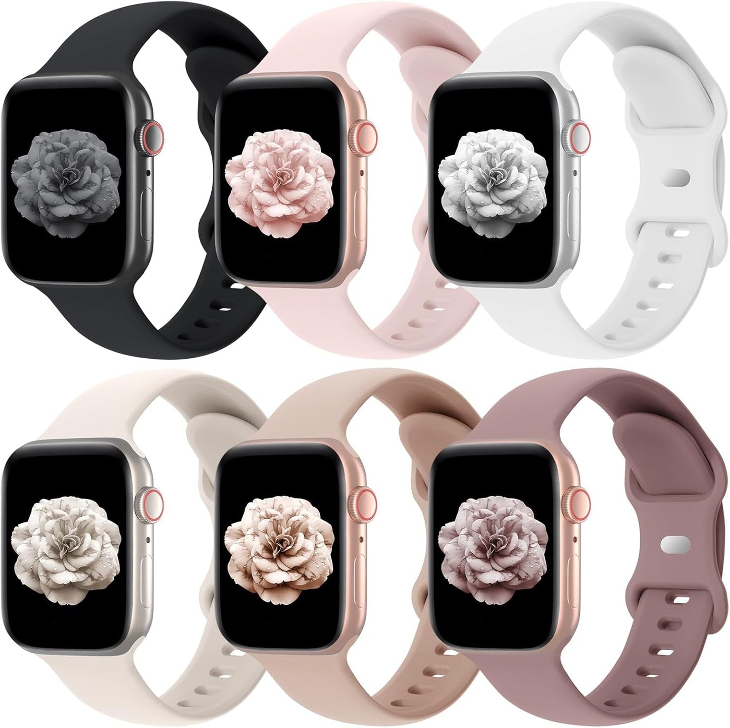 Acrbiutu 6 Pack Bands Compatible with Apple Watch 38Mm 40Mm 41Mm 42Mm 44Mm 45Mm 49Mm, Soft Replacement Silicone Sport Strap Wristbands for Iwatch Series Ultra/Ultra 2 9/8/7/6/5/4/3/2/1 SE Women Men