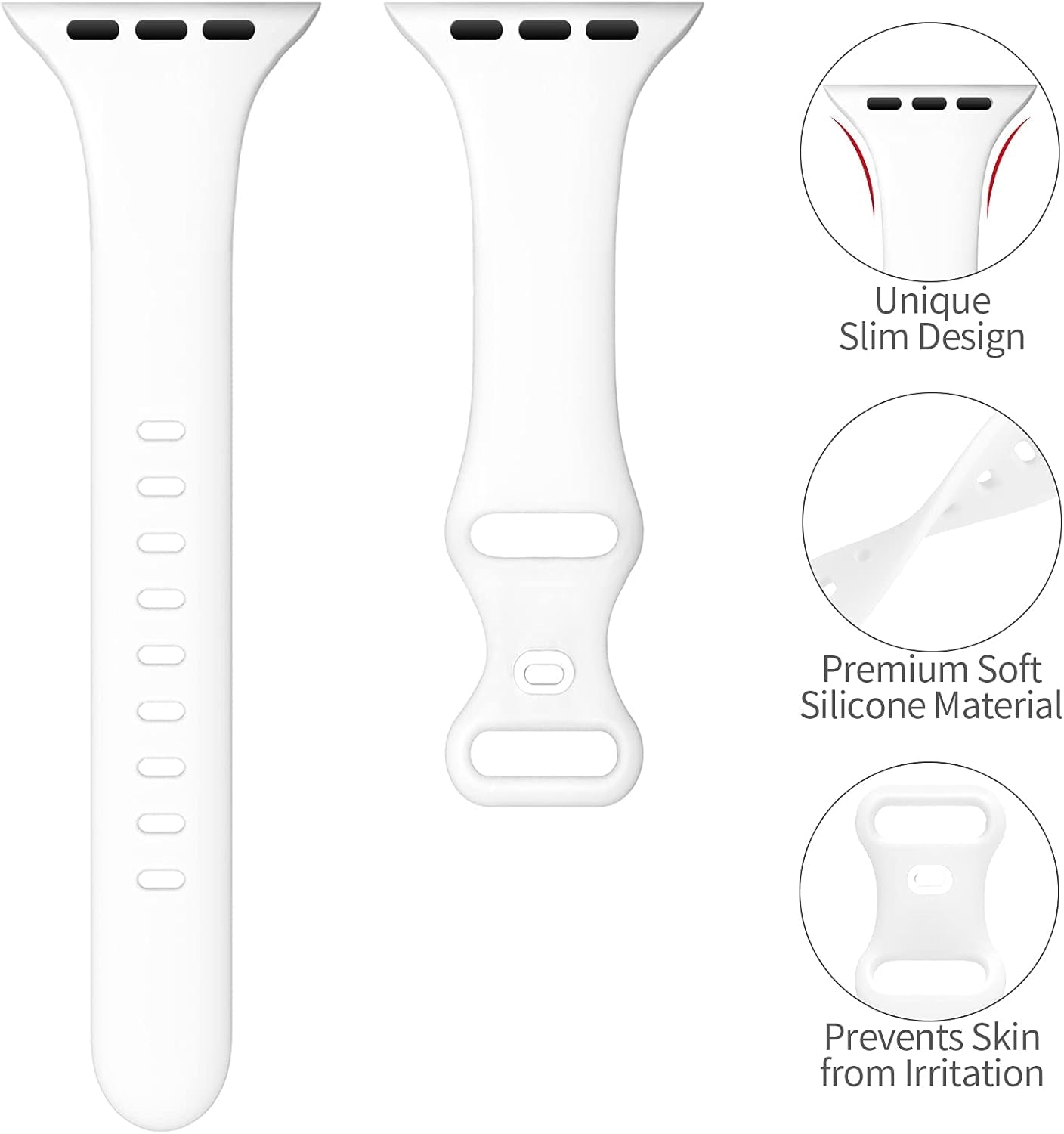 5 Pack Slim Sport Bands Compatible with Apple Watch Band 38Mm 40Mm 41Mm 42Mm 44Mm 45Mm 49Mm for Women Men,Soft Silicone Thin Narrow Skinny Cute Strap for Iwatch Series Ultra 8 7 6 5 4 3 2 SE