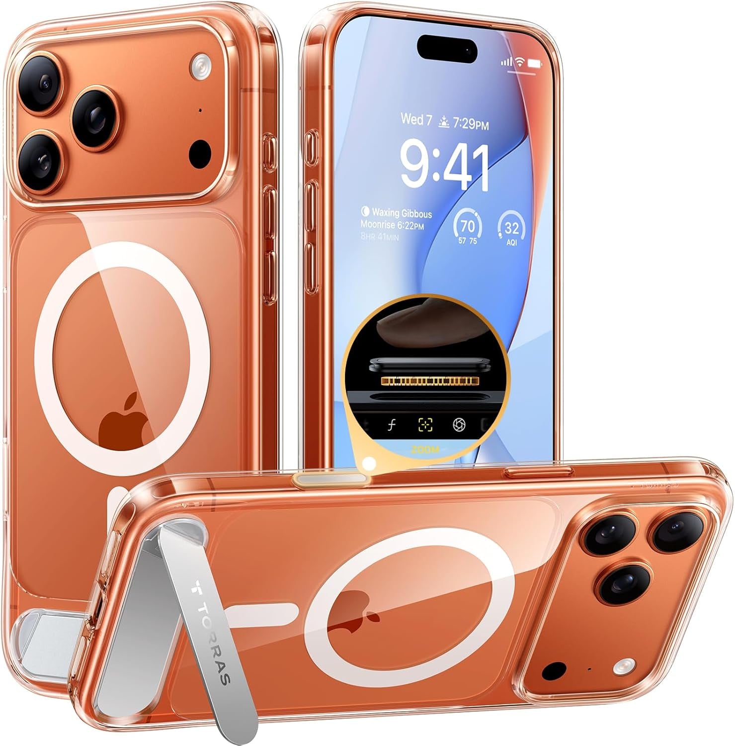 TORRAS Strong Magnetic & Seamless Stand for Iphone 17 Pro Max Case, Fit for Magsafe, Military Grade Drop Protection, Invisible Adjustable Kickstand, Camera Control Button, Translucent Matte Deep Blue