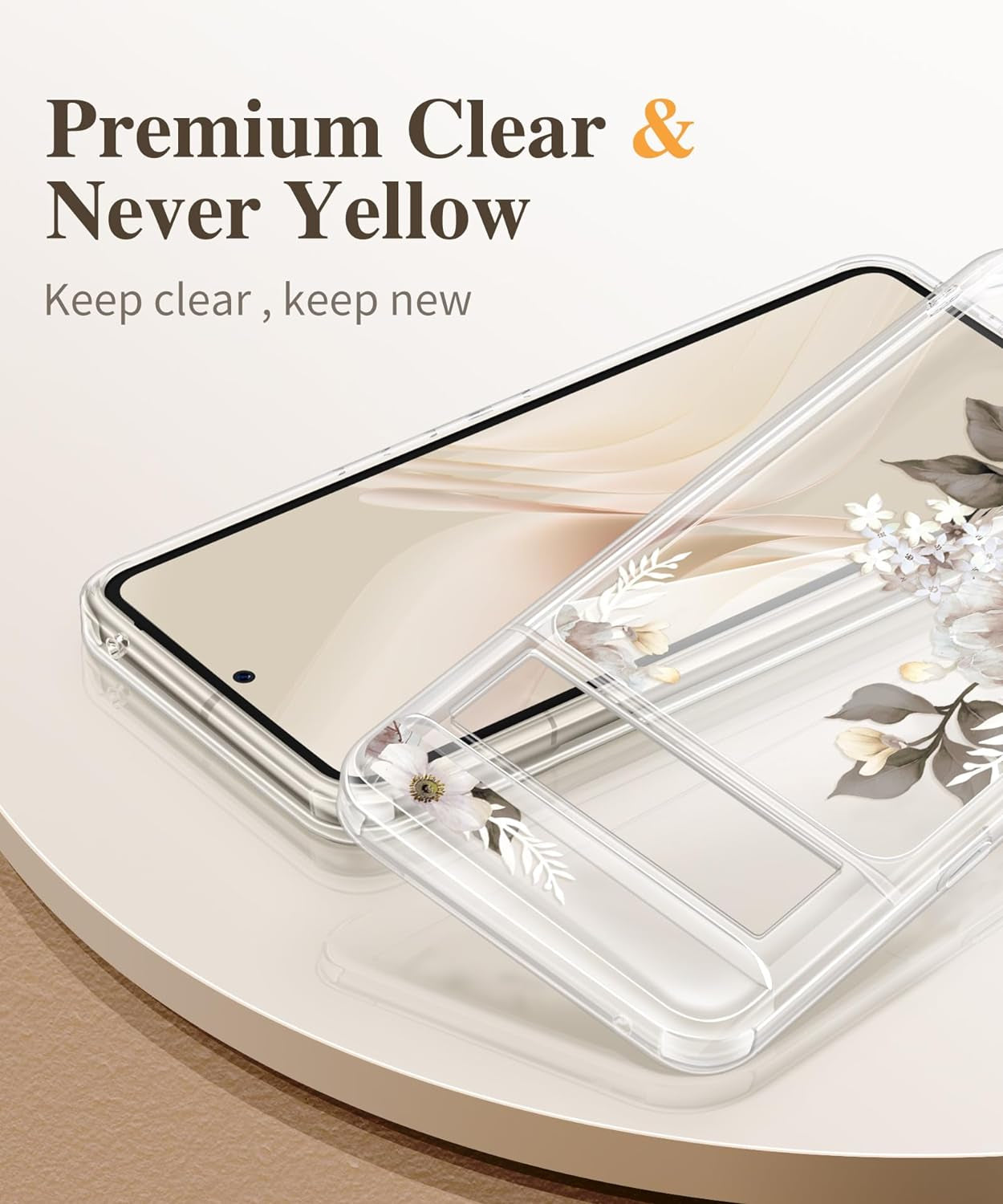 GVIEWIN Compatible with Google Pixel 8 Pro Case, with 2X Screen Protectors, [Not Yellowing + Military Grade Drop Tested] Clear Floral Slim Shockproof Protective Women Phone Case(Delphinium/Grey)  GVIEWIN   