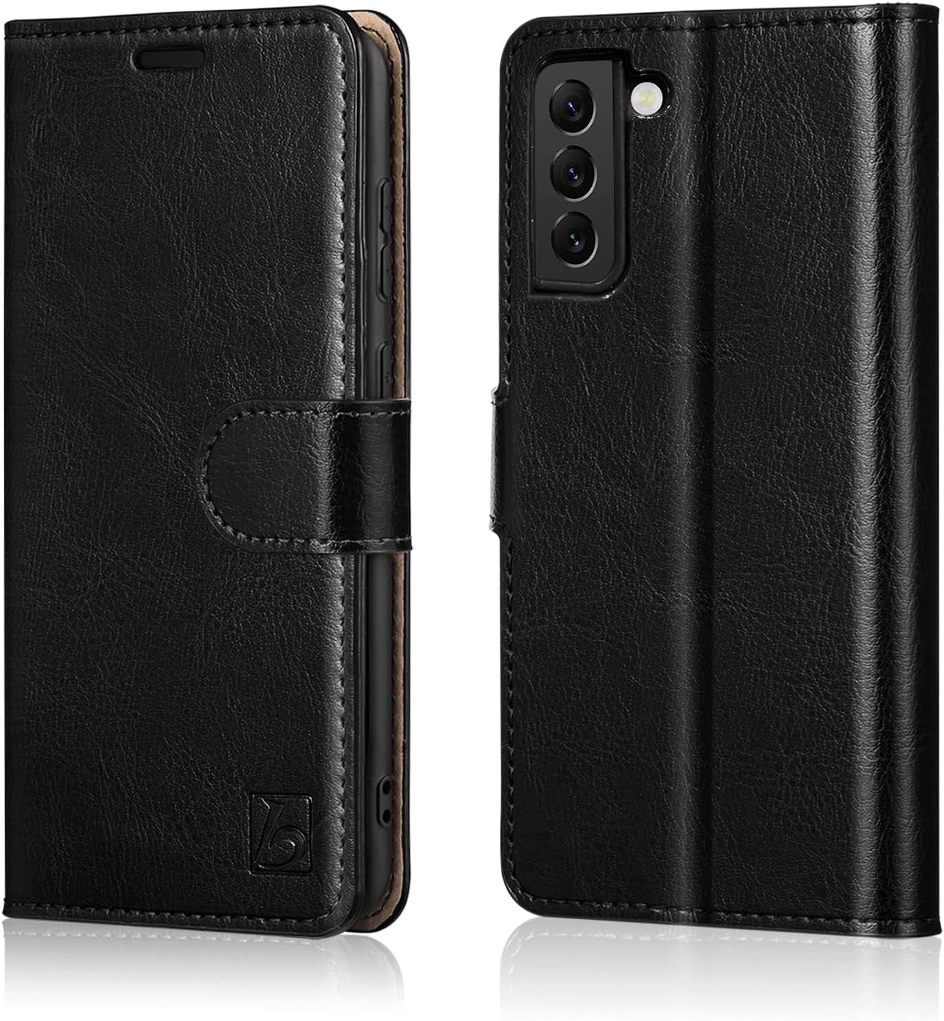 Belemay Case for Galaxy S22+ / S22 plus 5G 6.6-Inch, Genuine Leather Wallet Case RFID Blocking Credit Card Holder Kickstand Magnetic Flip Case Compatible with Galaxy S22+ / plus 6.6" 2022, Black